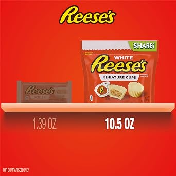 REESE'S Miniatures White Creme Peanut Butter Cups, Candy Share Pack, 10.5 oz