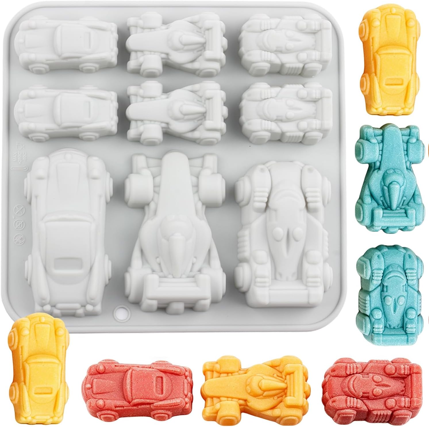 9 Cavity Racing Car Silicone Molds Car Themed Candy Mold For Chocolate Candy