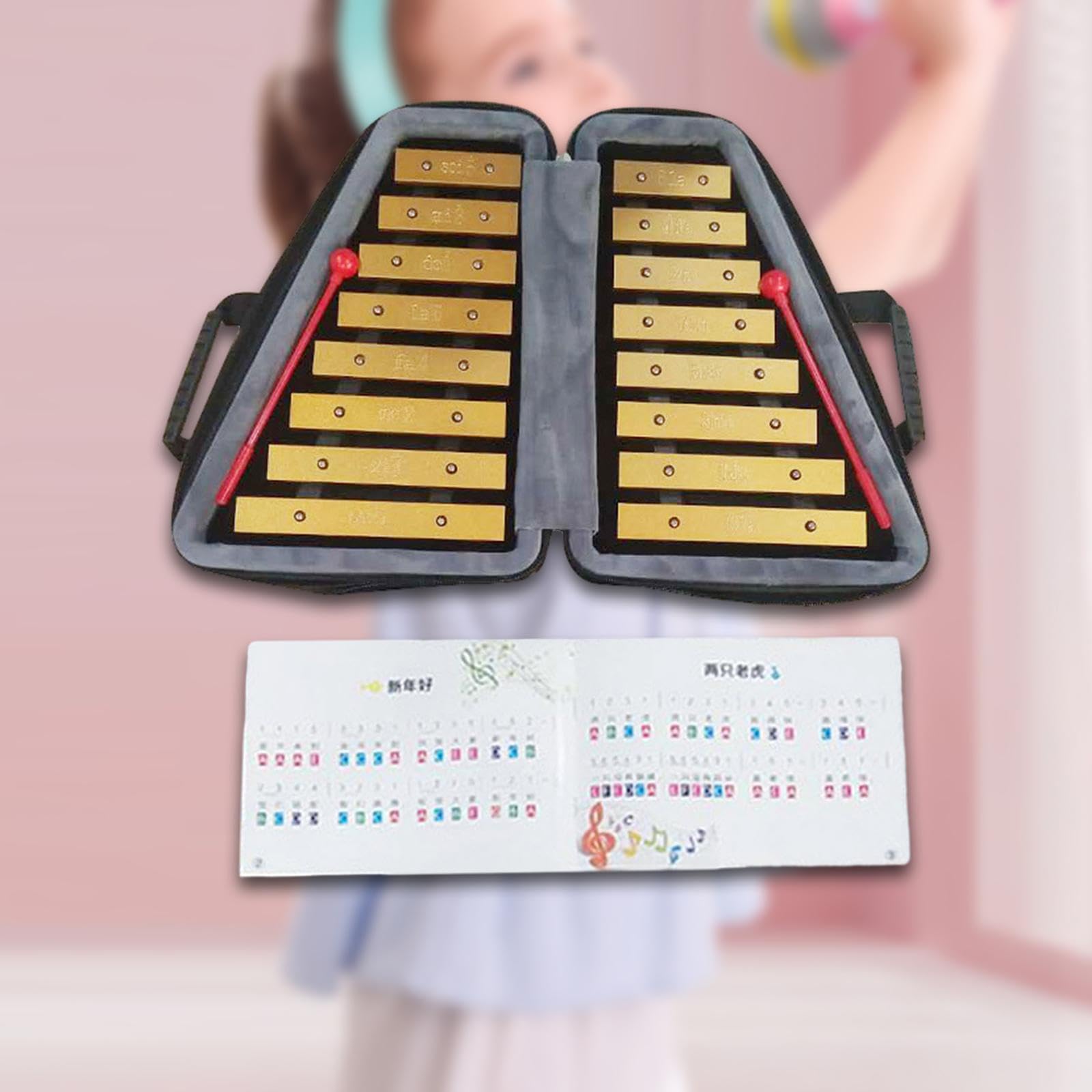 Xylophone En Métal à 16 Notes - Instrument de Percussion pour Enfants, Idéal pour Développer La Motricité Fine et Les Activités Familiales En Extérieu