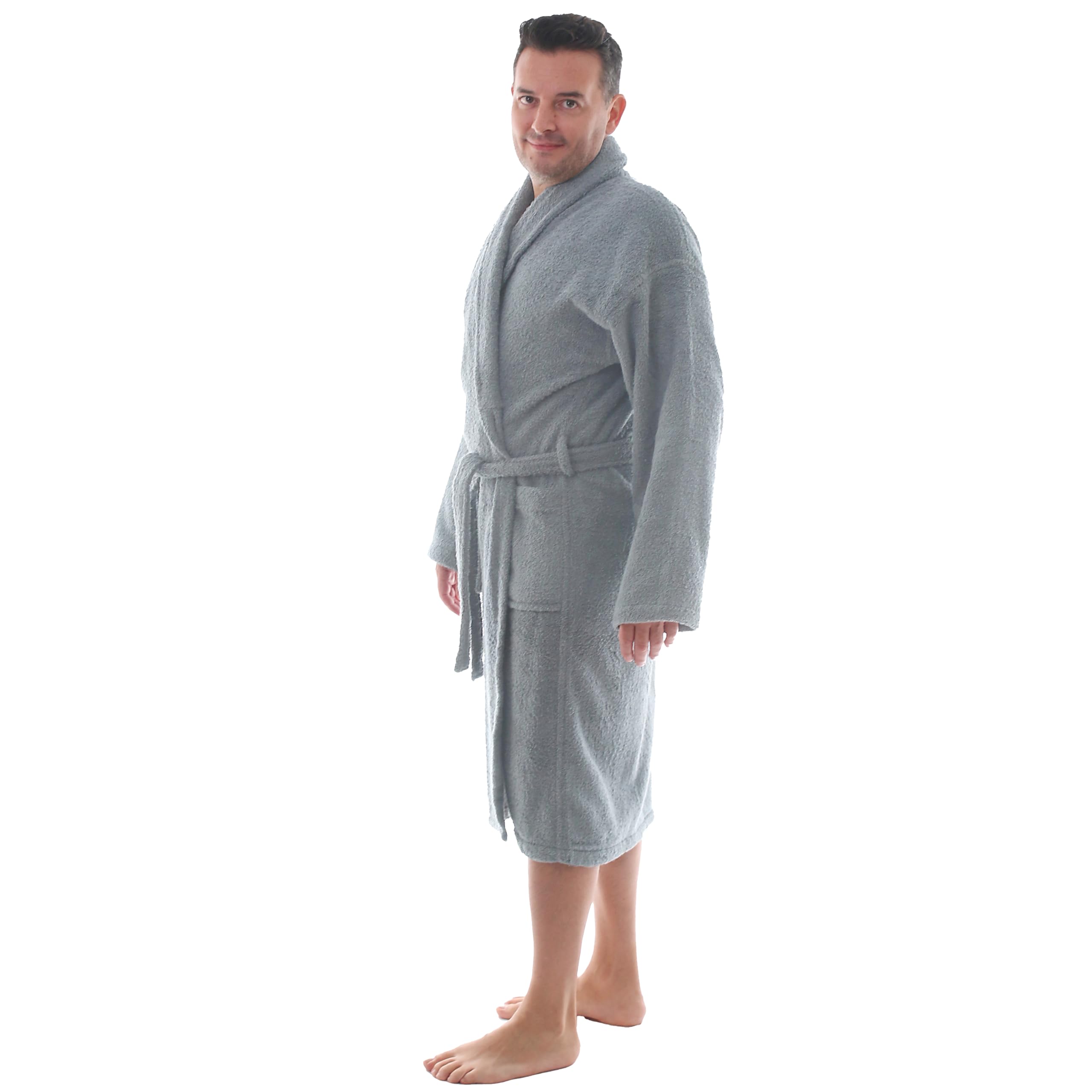 LEBENGOOD - Accappatoio unisex da donna e uomo, 100% cotone spugna americana 400 g, con cintura, tasche, perfetto per la doccia, come vestaglia morbida o come asciugamano