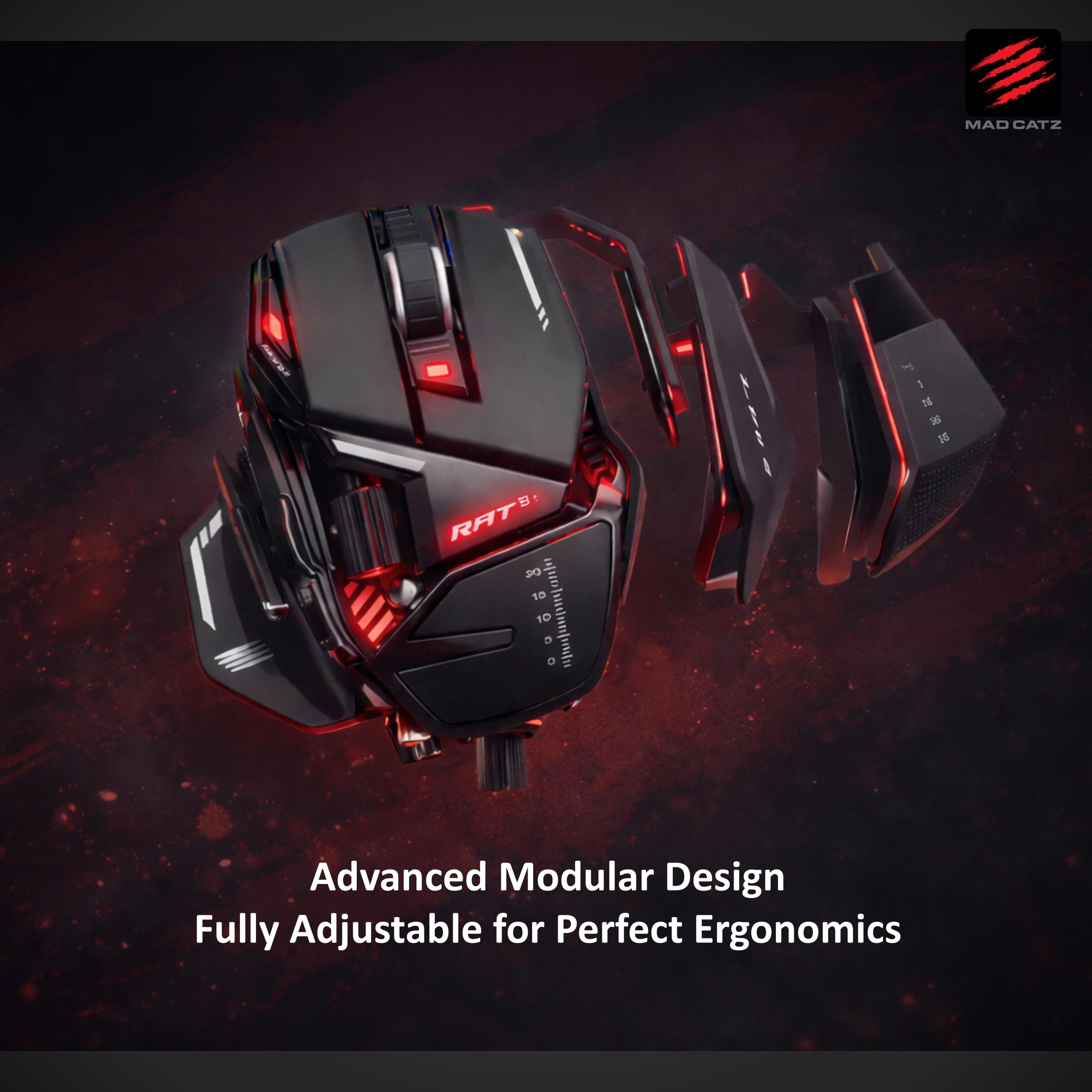 MAD CATZ R.A.T. 8+ Gaming-Maus USB PixArt PMW3389 16.000 DPI RGB-Beleuchtung Ergonomisch