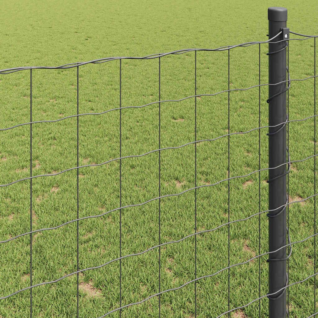 Ogrodzenie euro, szare, 1,4 x 10 m, żelazo powlekane PCW, wytrzymałe ogrodzenie ogrodowe do użytku na zewnątrz, bariera dla zwierząt, łatwy montaż bez kopania
