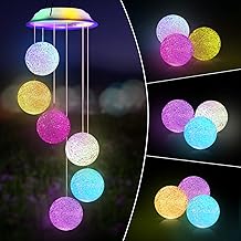 Carillons Éoliens Solaire Carillon de Vent LED Multicolore Suspendu Lampe Étanche Solaire Lumières Carillon Extérieure Décoration de Jardin Terrasse Patio Noël Cadeau pour Maman