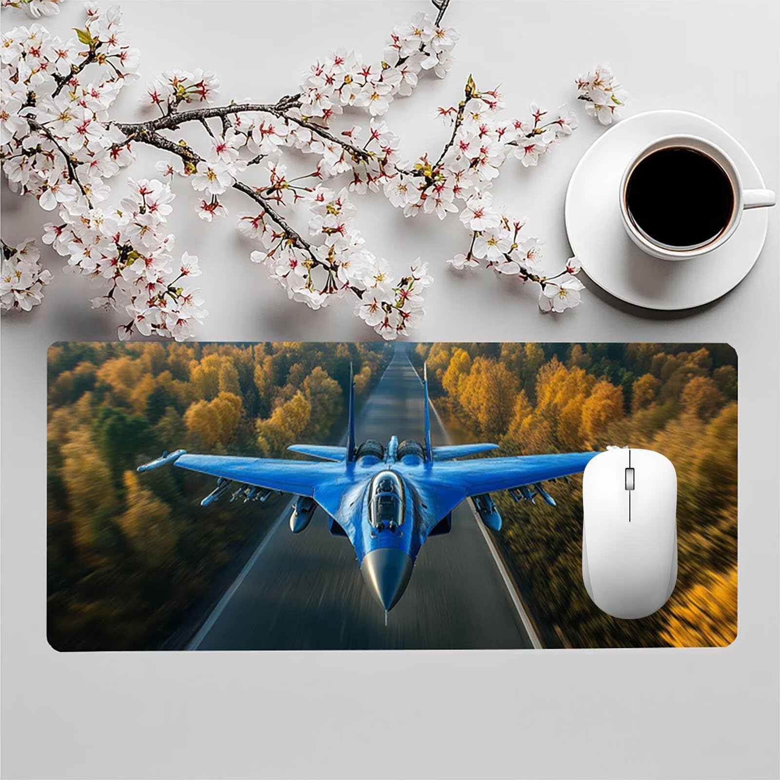 Tappetino Mouse Albero 1400 x 600 x 3mm, Tappetino Gaming Aereo Sottomano Scrivania per Compatibile Con Tastiera Wireless e Mouse Wireless, Impermeabile Mousepad per Accessori Scrivania Gaming 4572GYL