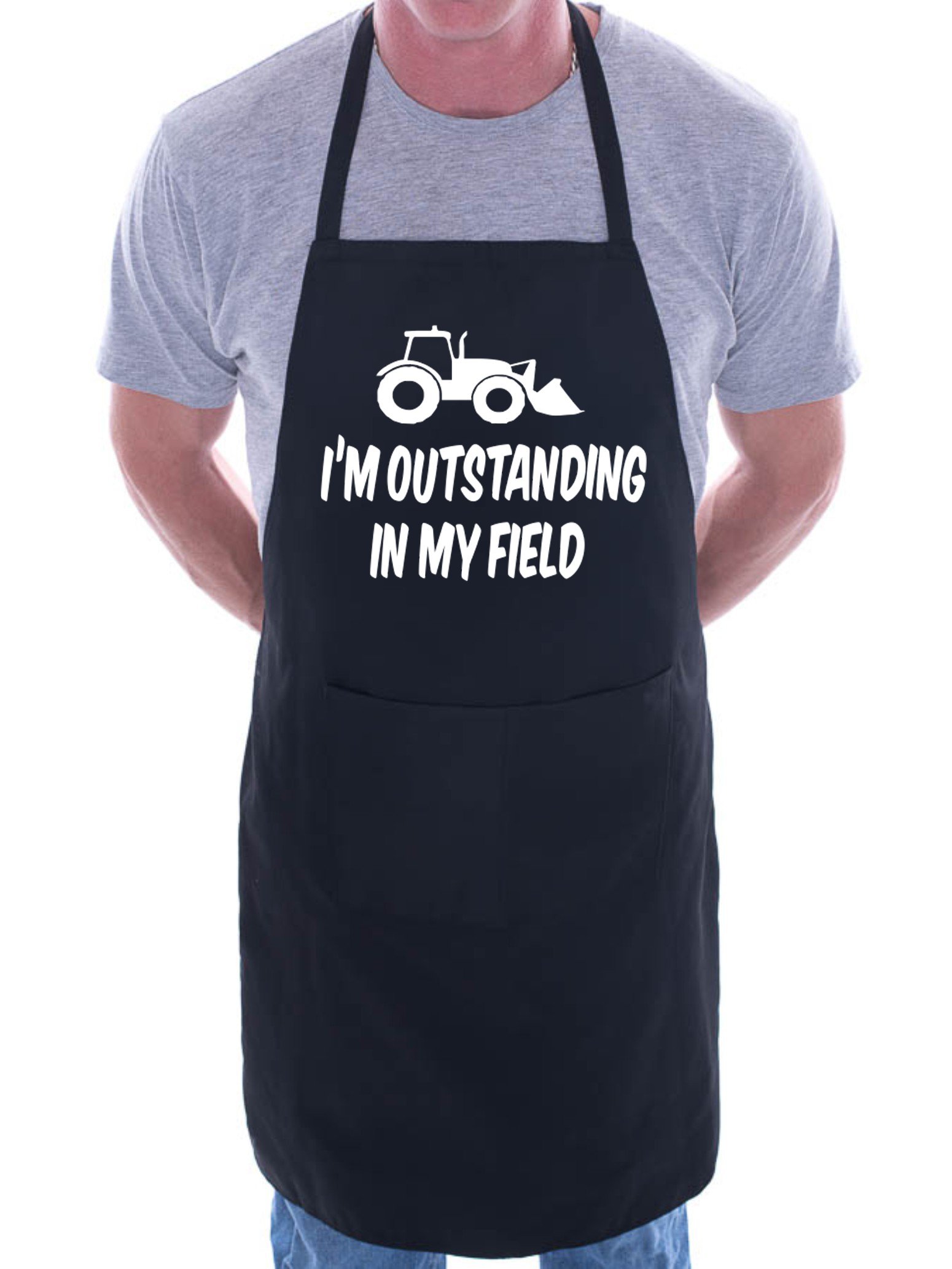 Print4u Men's Black Outstanding In My Field Farmer Bbq Cooking Funny Novelty Apron