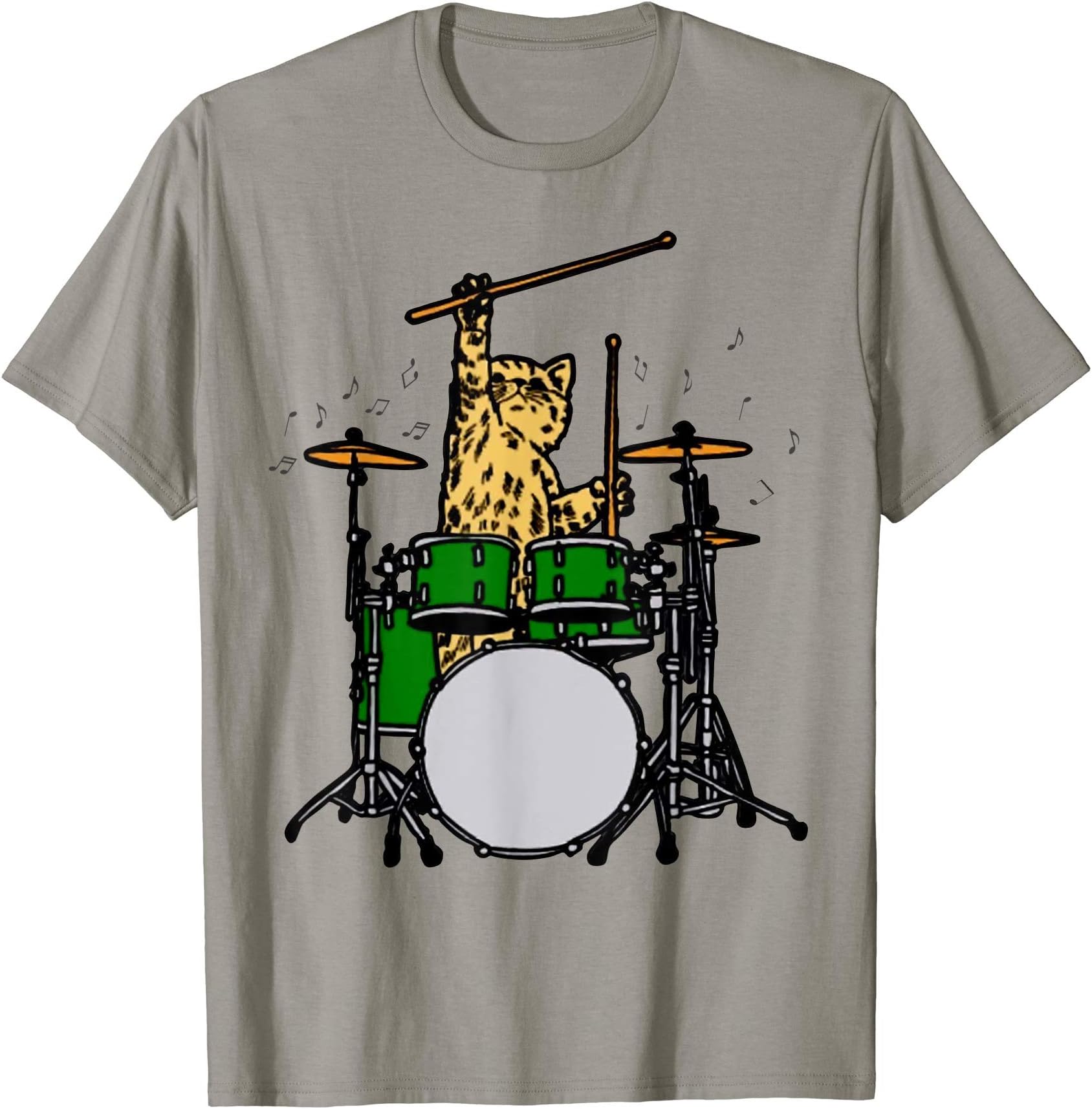 Cat plays drumsDrummer Cat Music Lover Musician Playing The Drums T-Shirt T-ShirtOEKO-TEX STANDARD 100