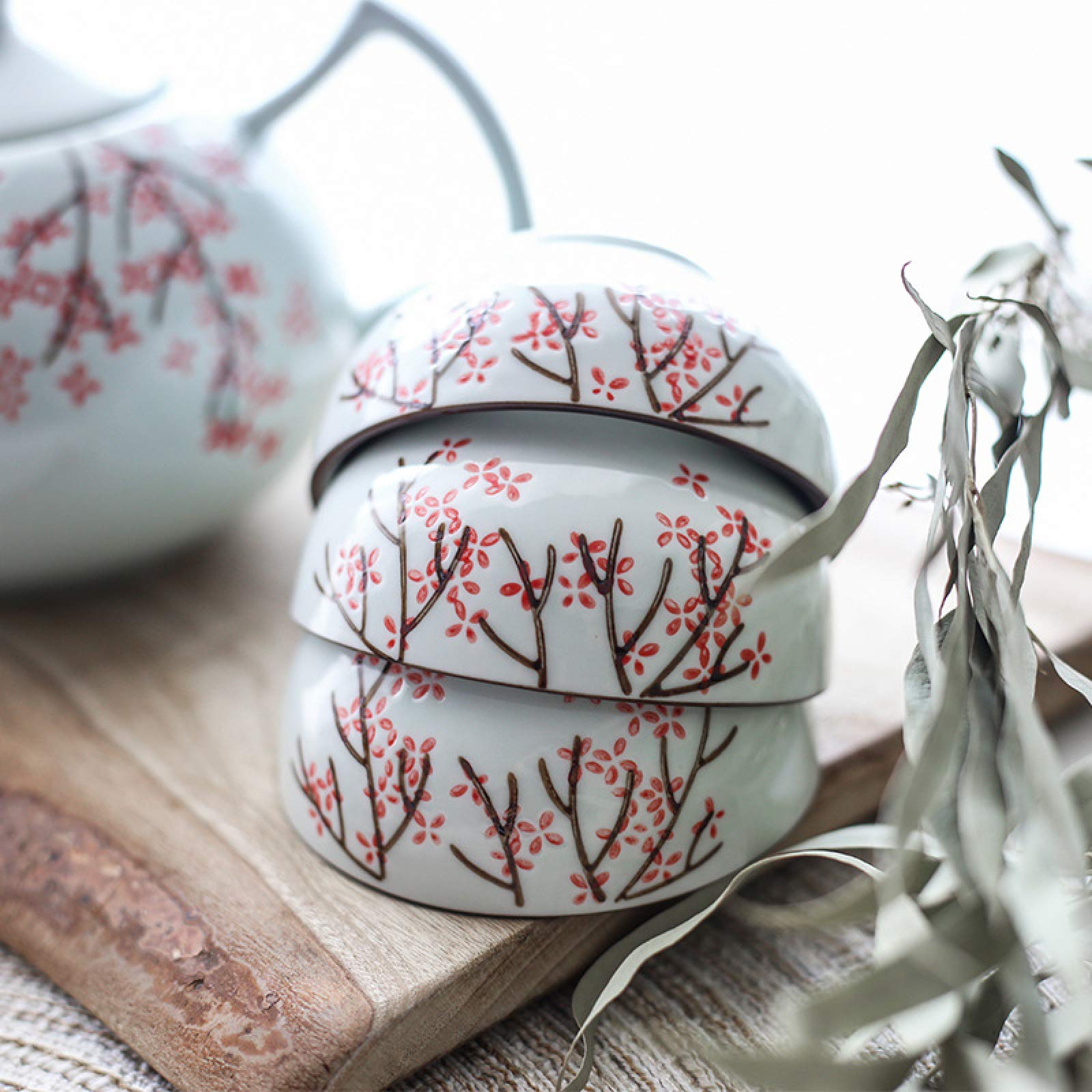 Servizio Da T&egrave; Cinese In Ceramica Kung Fu - Teiera 150ml E 4 Tazze, Blu, Confezione Regalo