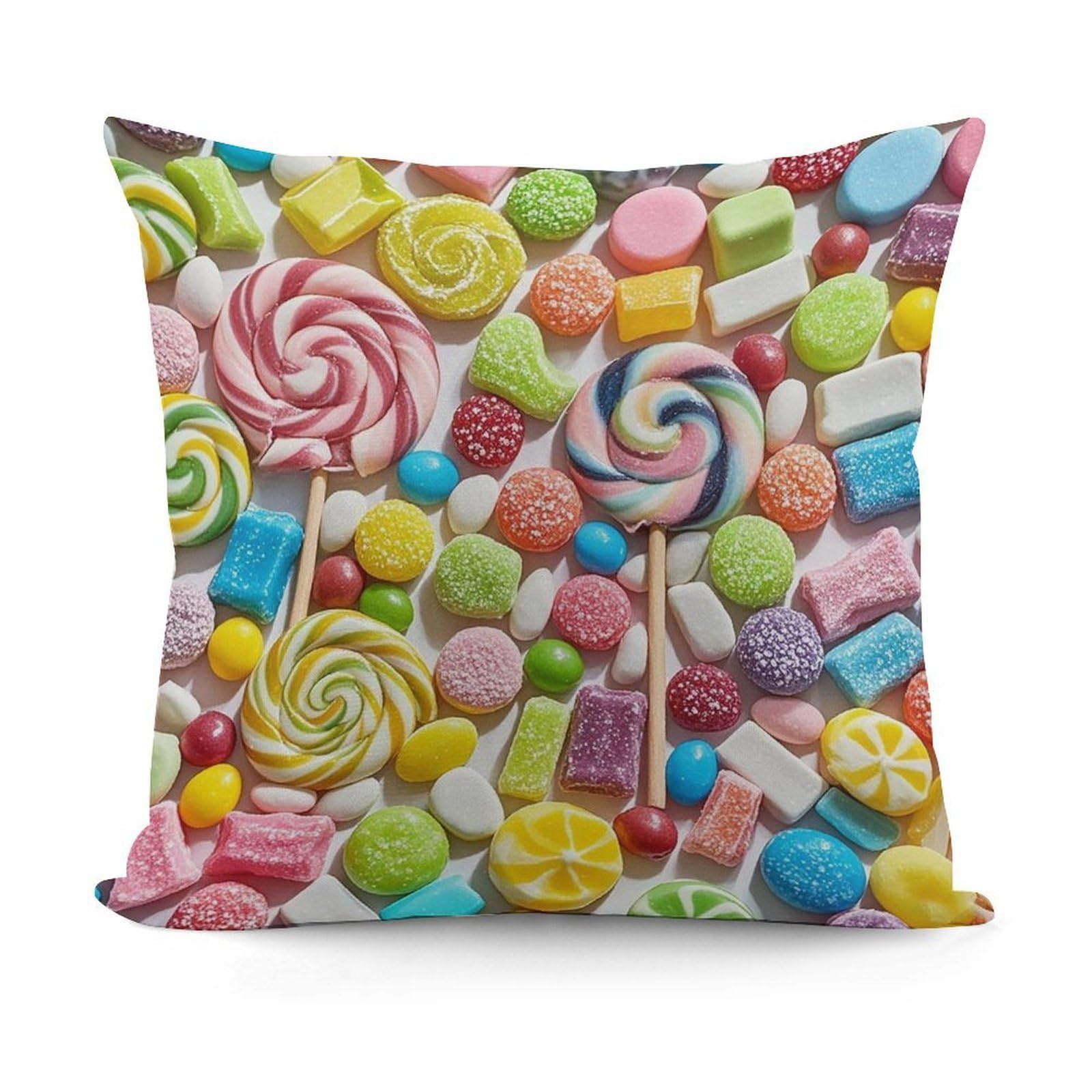 FekiLoot Sweet Candy Backdrop Throw Pillow Cover Cozy Plush Cushion Case Soft Decorative Pillow Cover Square Cushion Covers Modern Pillowcase for Sofa Living Room Couch Bed Home Decor 18x18 Inch