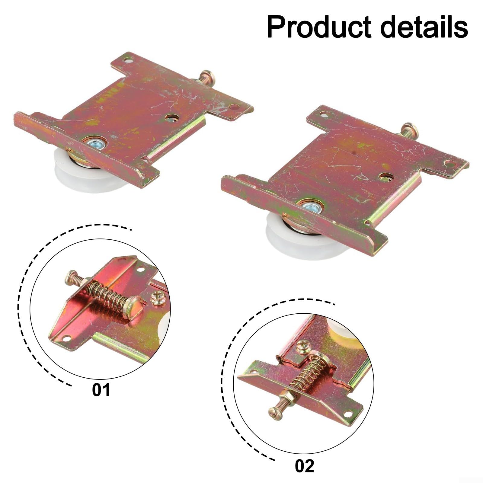 Lot de 2 rouleaux de porte coulissante avec rainure en U en métal pour rails d'armoire et de garde-robe