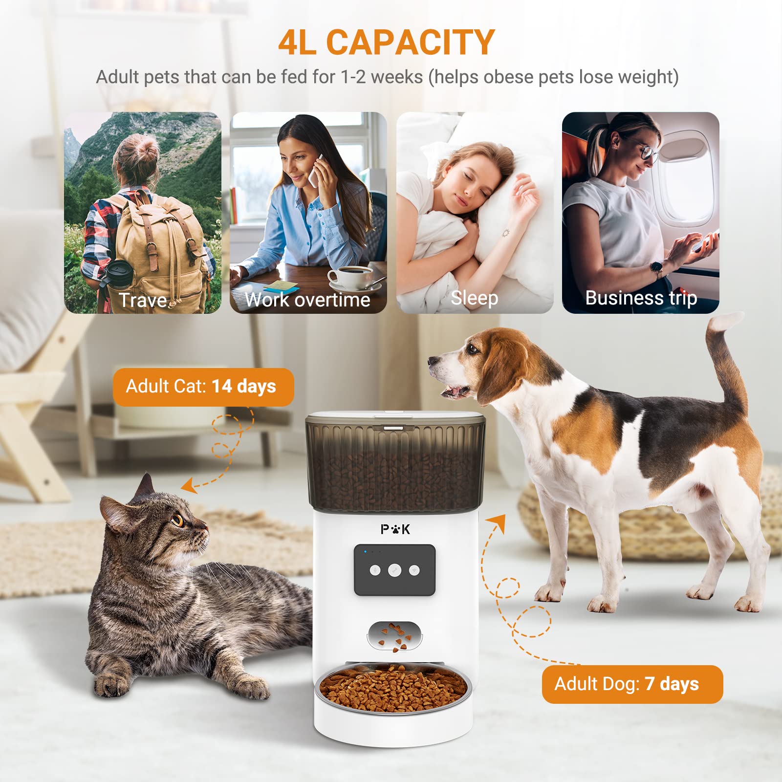 Distributore Automatico Cibo Per Cani E Gatti SOCIO 6L - WiFi, Timer 15 Pasti, Con Registrazione Vocale - Foto 4