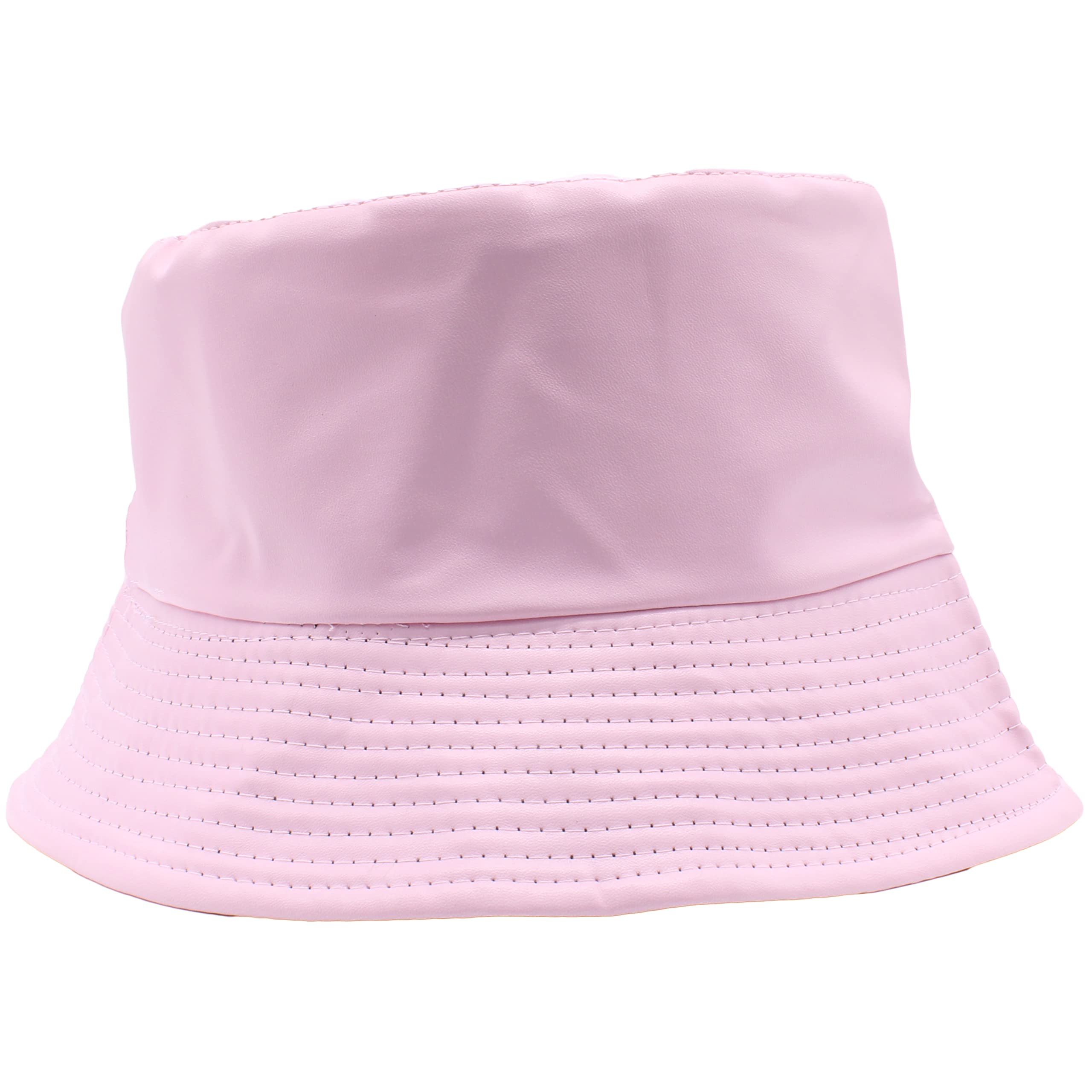 Cherry-On-Top Men's Baby Pink Pu Bucket Hat Pu Baby Pink Hat Bucket Hats