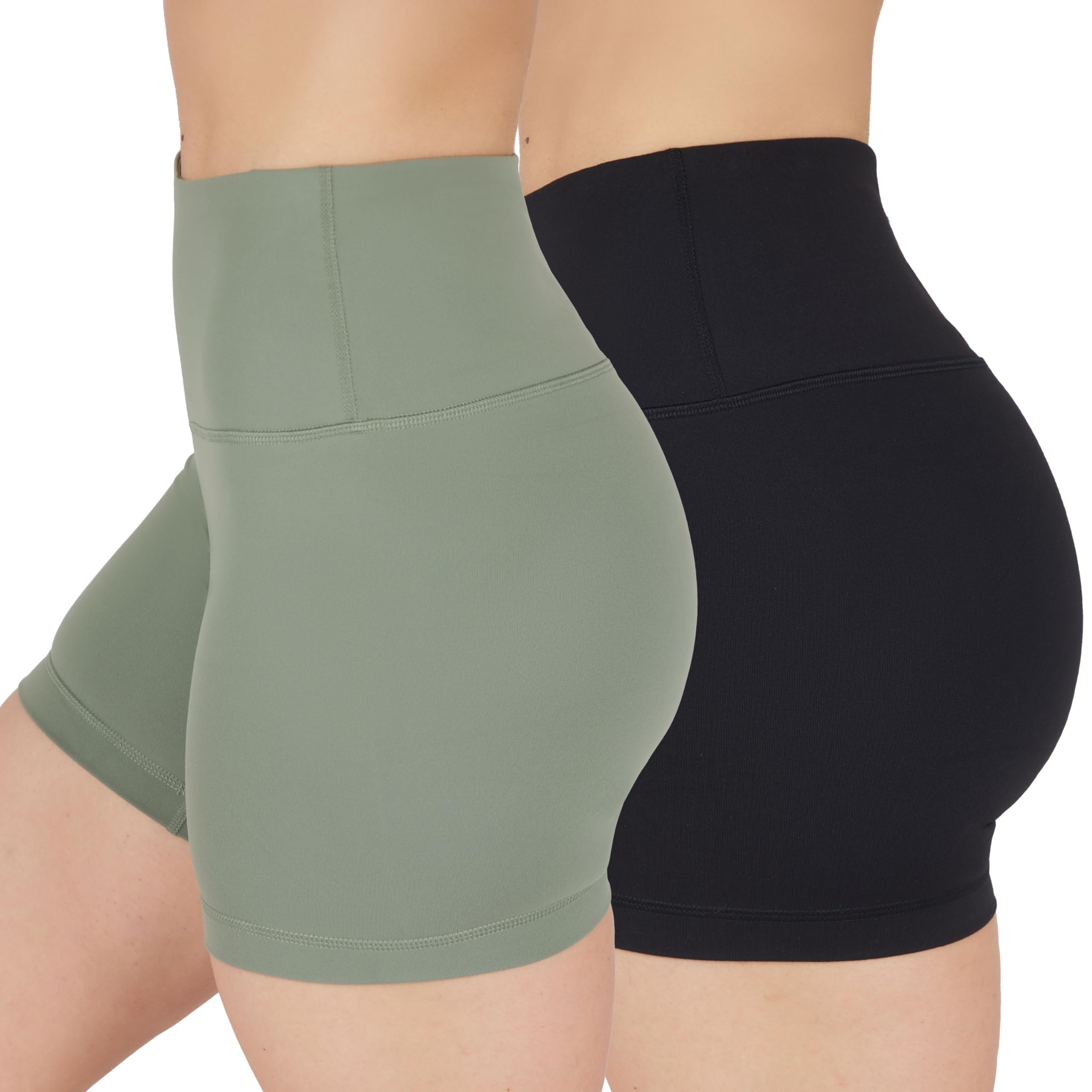 90 Degree By Reflex Womens High Waisted Biker Shorts Ribbed Workout Yoga Running Tummy Control Spandex Short