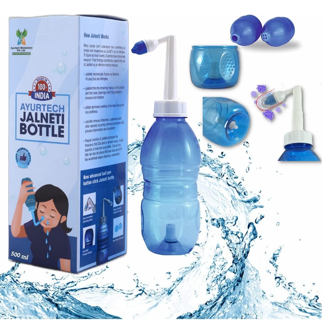 Buy Ayurtech Jala Neti Pot Bottle for sinus + free 2 Nozzels with