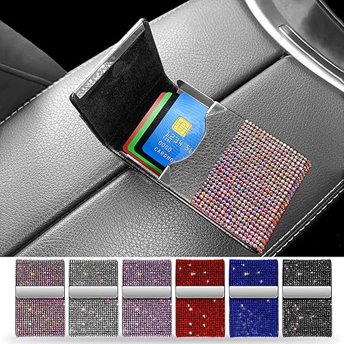 Miniatura 3 de Estuche para tarjetas de cristal, tarjetero minimalista para tarjetas de crédito, cierre magnético, caja de almacenamiento con diamantes de