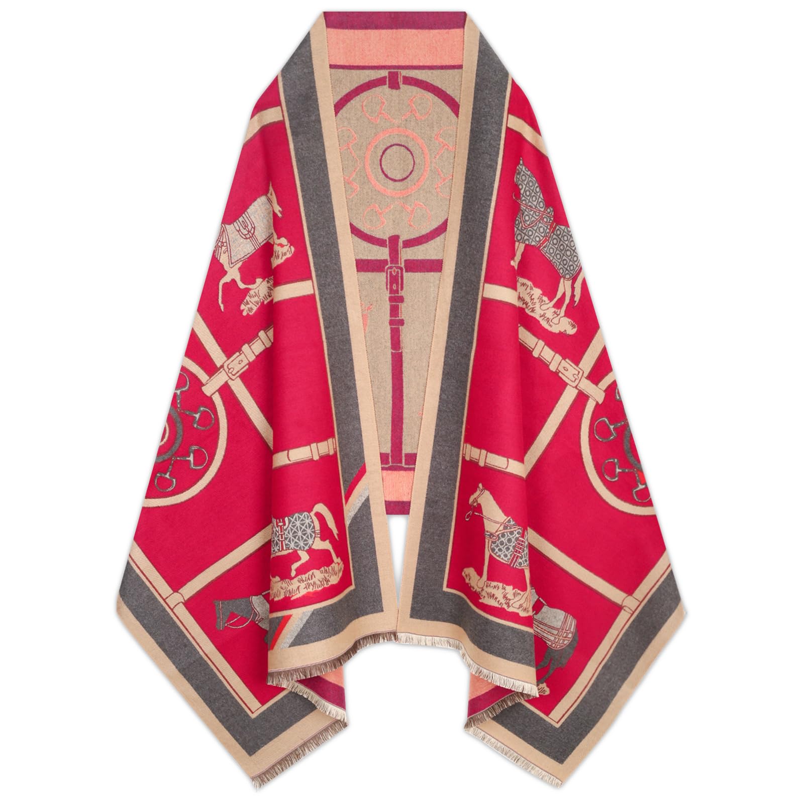 EXTREE Scarfs for Women Pashmina Silky Shawl Wrap for Evening Dressing Blanket Open Front Poncho Cape