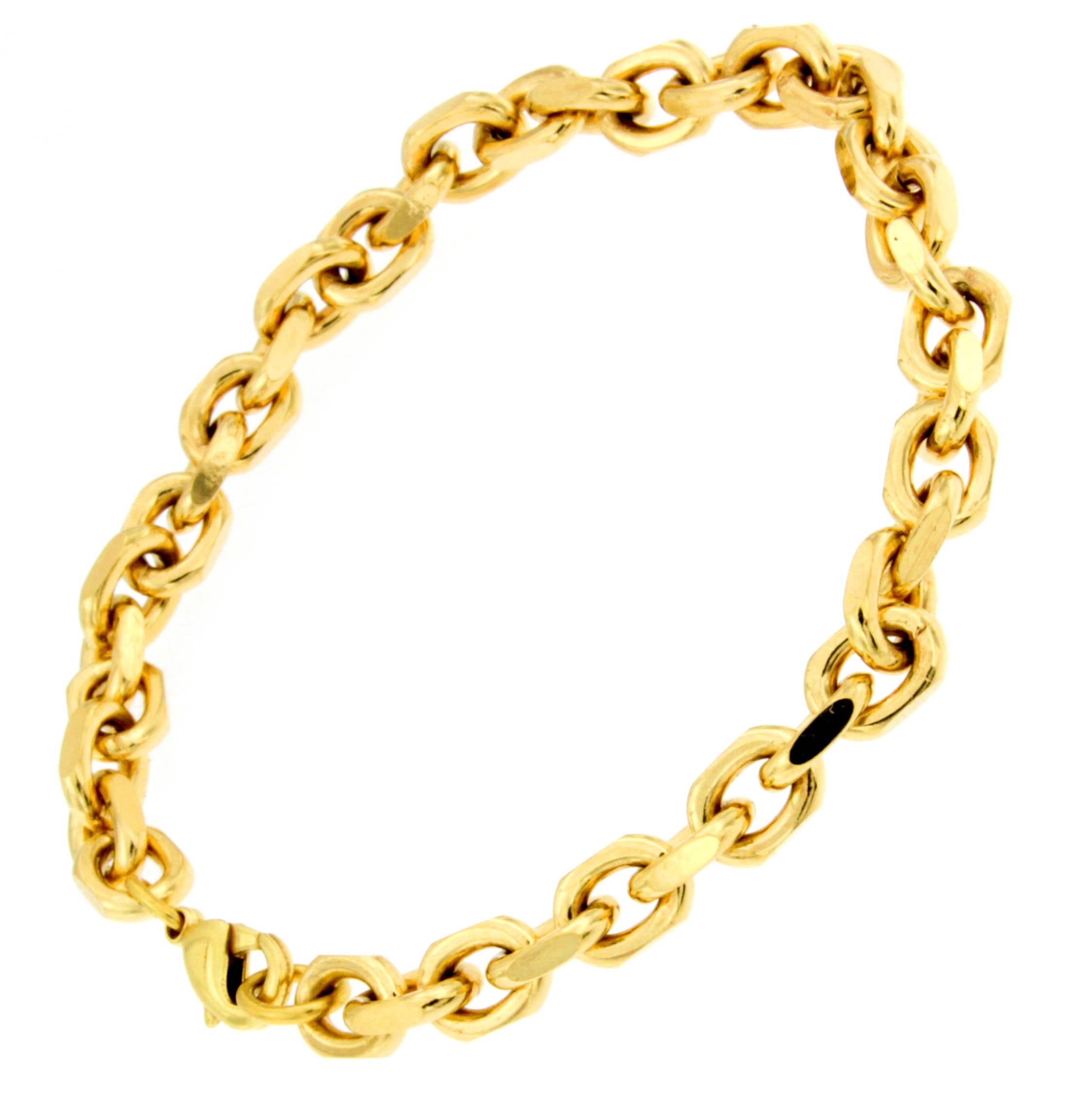 Bracciale con ancora placcato oro 6 mm larghezza 16 cm bracciale oro bracciale donna uomo gioielli dalla fabbrica tendenze Italy, Ottone placcato oro