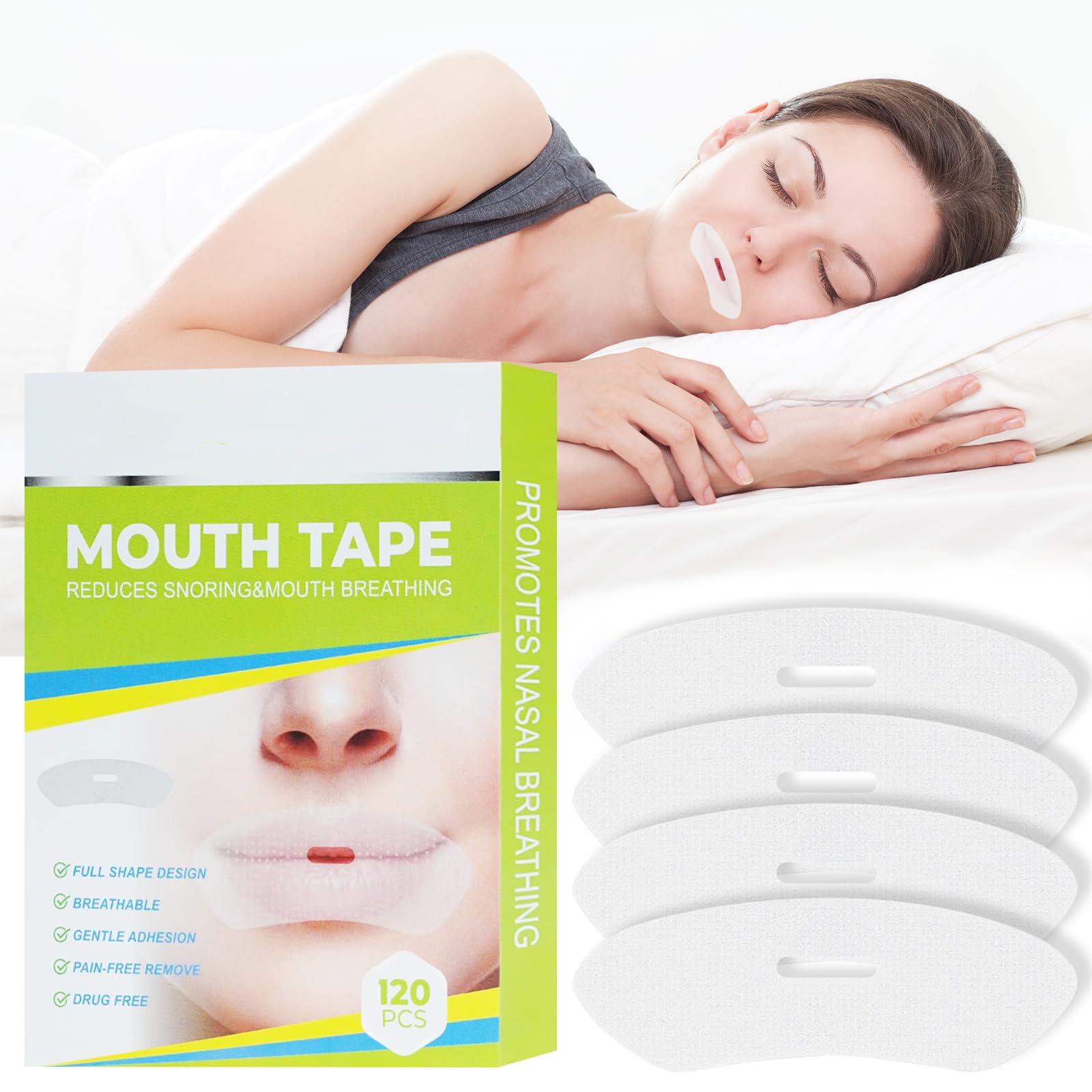 120 Pcs Sleep Tape Mouth Tape for Sleeping, Sleep Strips Anti Snoring Devices, Anti Snoring Aids for Men Women, Easy to Use and Comfortable Sleep, Improved Nighttime Sleeping