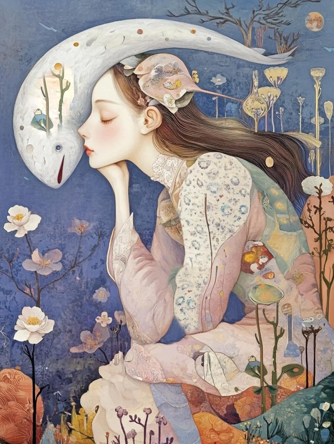 Rqwybcaxn Embroidery Beads Kit Fantasy Woman 40x50cm