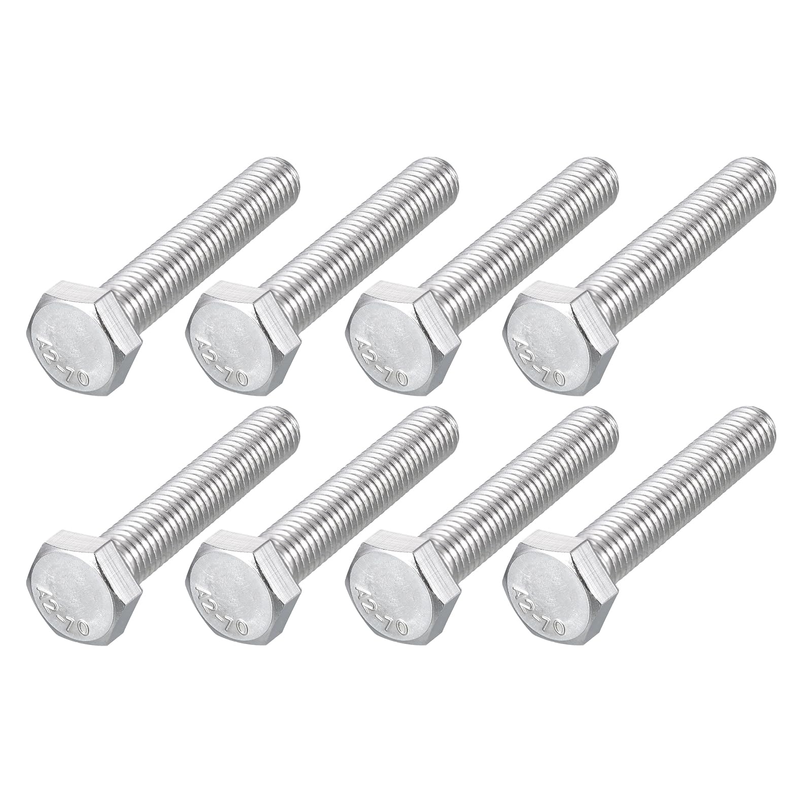 METALLIXITY Hex Bolts (M8-1.25x45mm) 8Pcs, 304 Stainless Steel Coarse Fully Threaded Hex Head Screw Bolt Machine Screws - for Furniture Repair, Silver