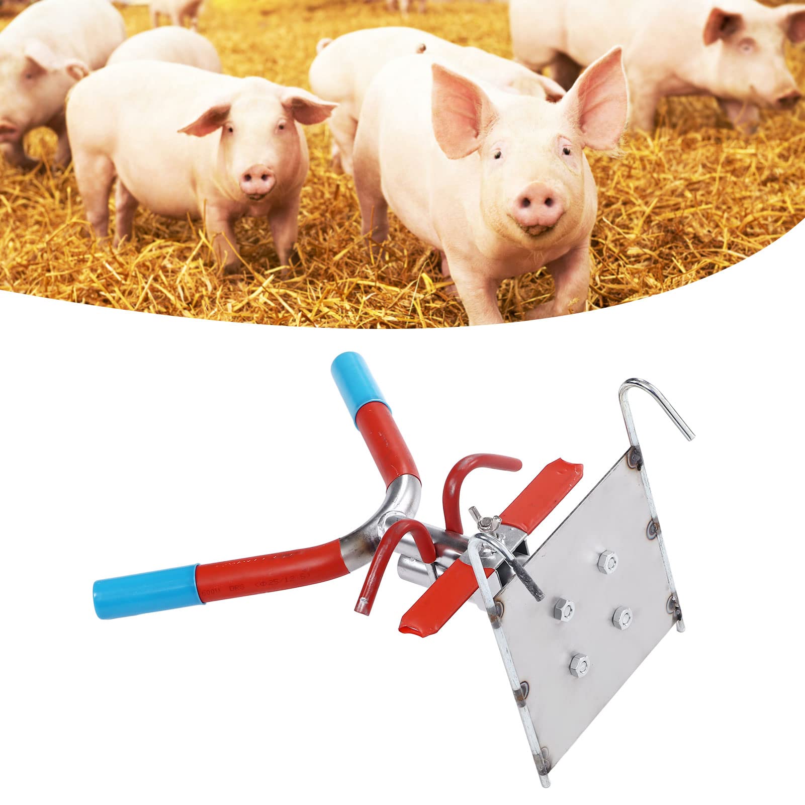 Natudeco Pig Castration Rack Tools Piglet Castration Frame Double Hook Suspension Stainless Steel Labor Saving Castration Bands for Piglets Lambs Livestocks