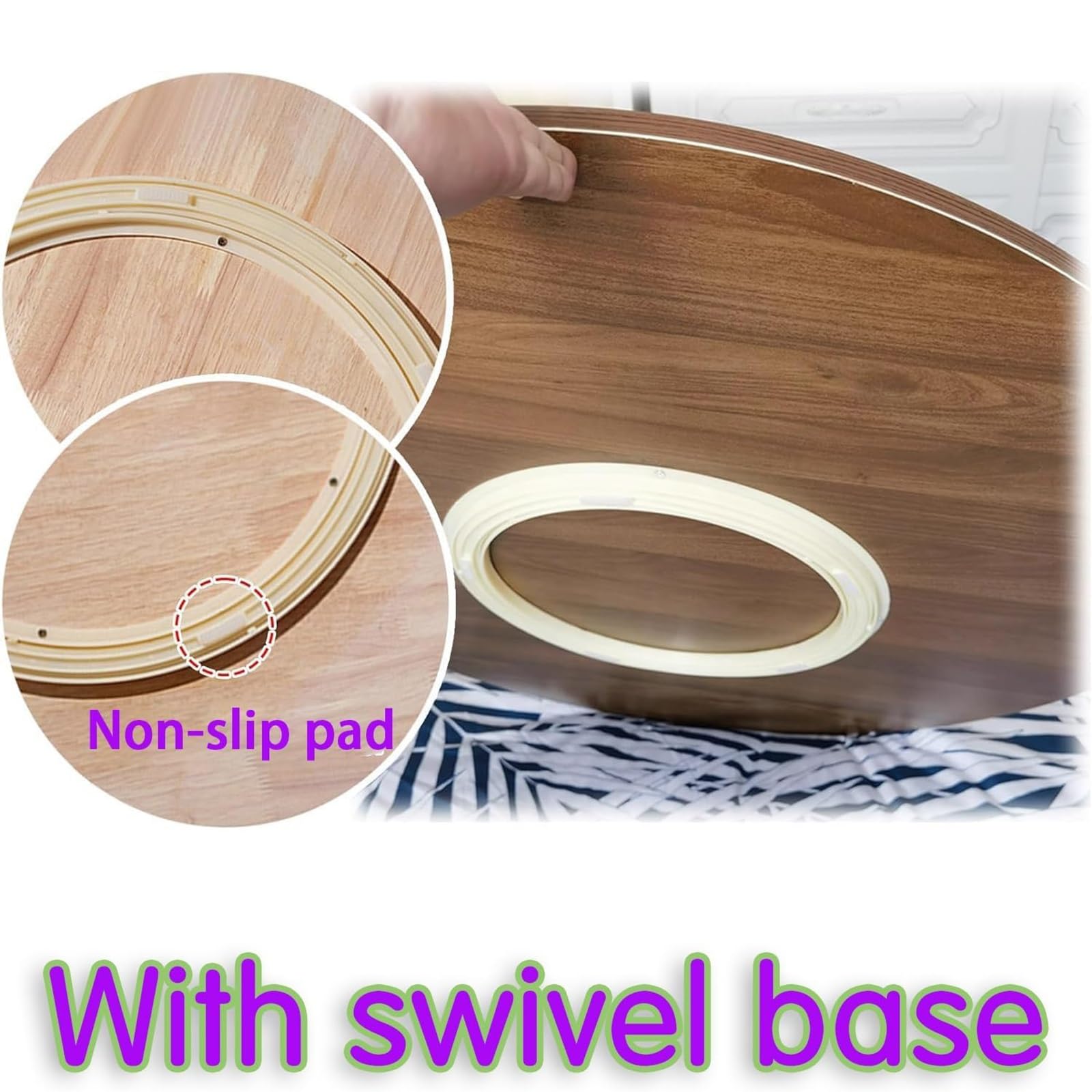 Lazy Susan Gramofon do biurka stojącego i domowego biura, 61 cm, obrotowa taca do serwowania, gładka i cicha, DIY, biurko, wykończenie z białego kamienia