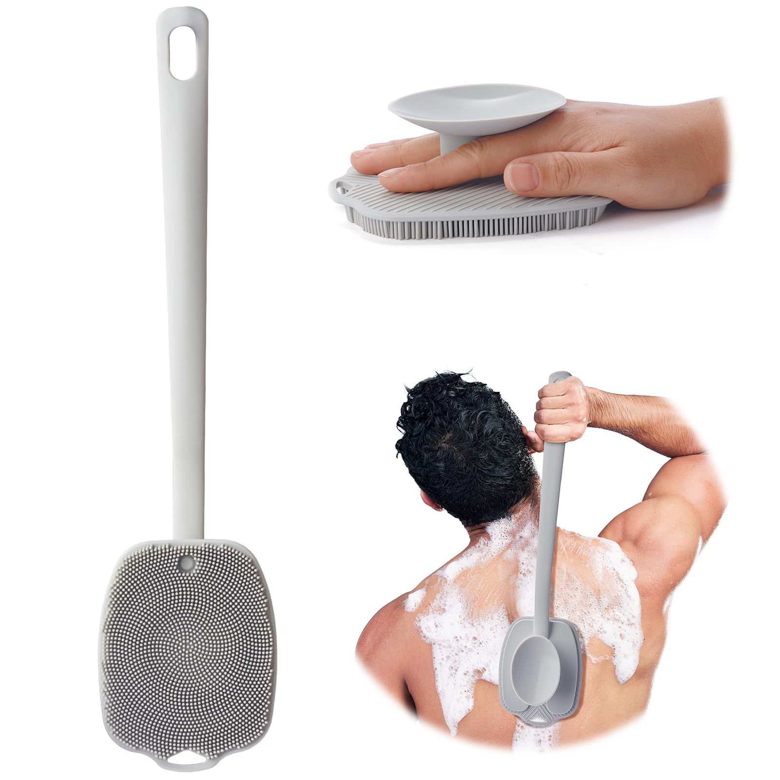 Amazon.com : ARIOSOX Silicone Back Scrubber for Shower, Detachable Long ...