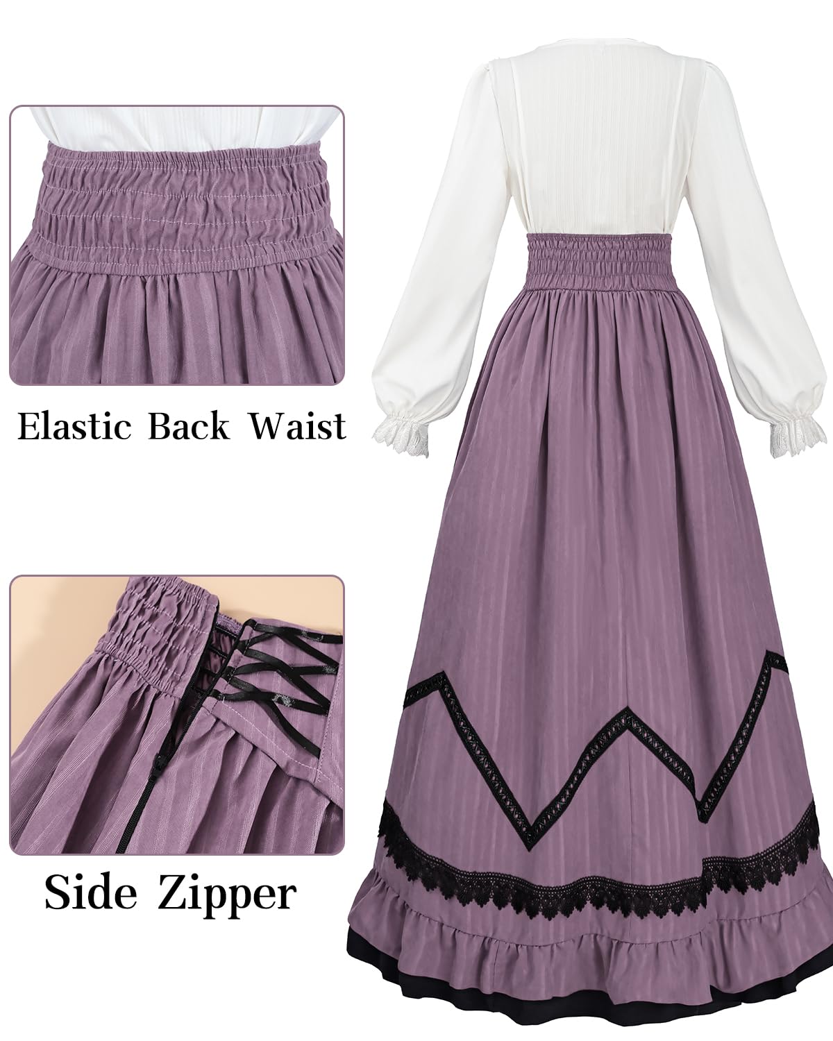 CR ROLECOS Abito vittoriano da donna 1800 costume edoardiano 2 pezzi camicetta rinascimentale gonna abiti da ballo