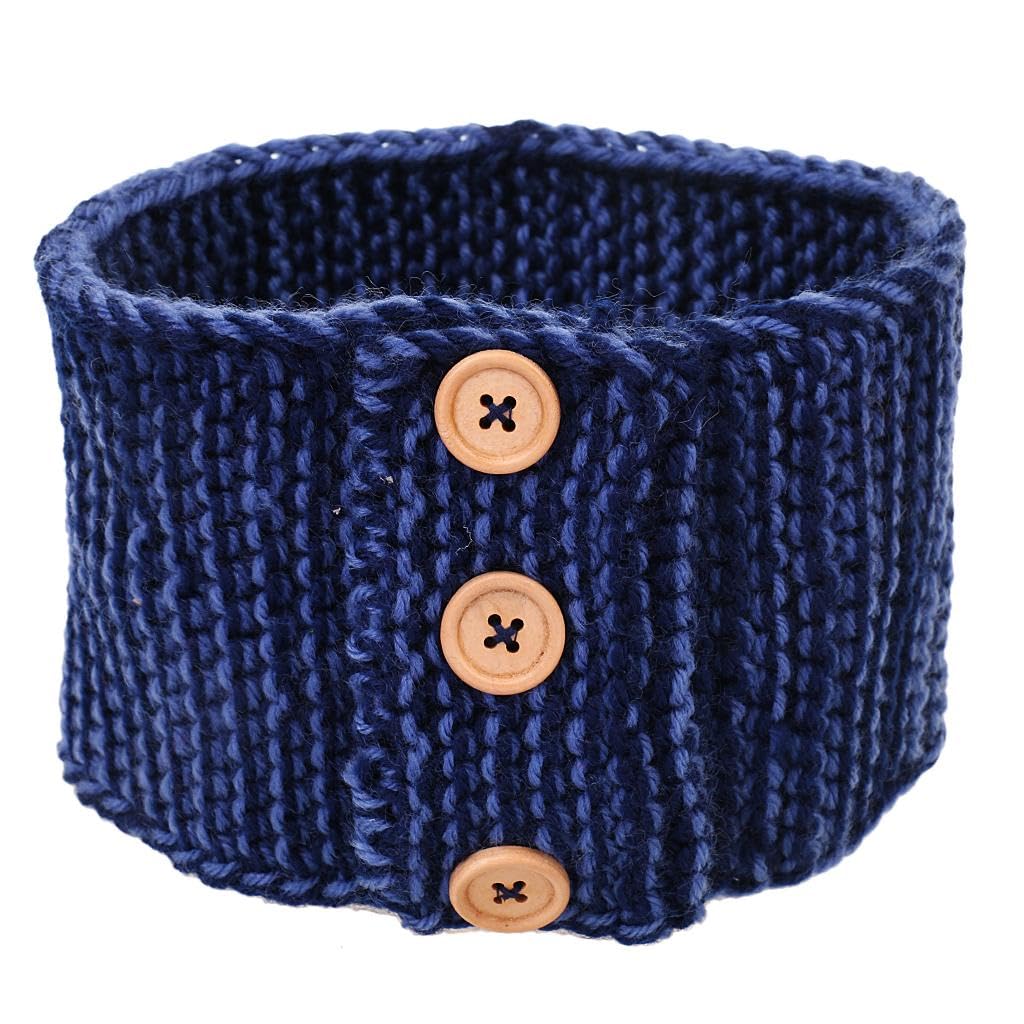 myaddiction Fashion 3 Button Knitted Headband Ski Hat Earmuffs Winter Warm Blue-picture-44