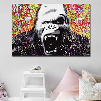 絵画　キャンバスプリント　ゴリラ　女の子　花 絵画 キャンバスプリント ゴリラ 女の子 花