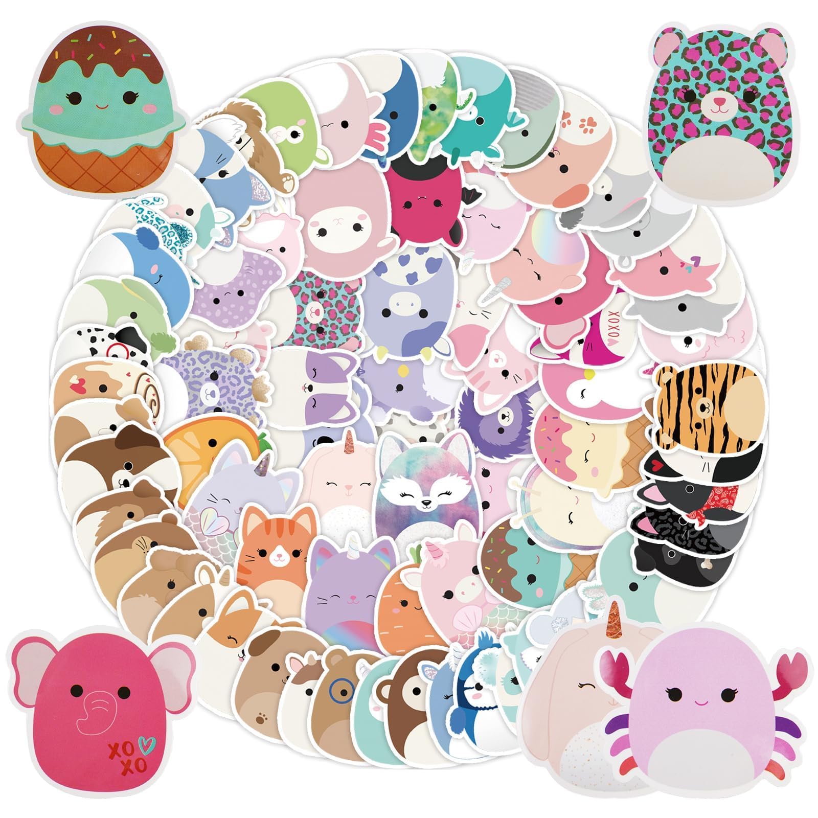 100 Pieces Cute Animals Sticker Kawaii Stickers, Waterproof Vinyl Stickers for Laptop, Mobile Phone Case, Suitcase, Skateboard, Snowboard, Guitar, Multicoloured