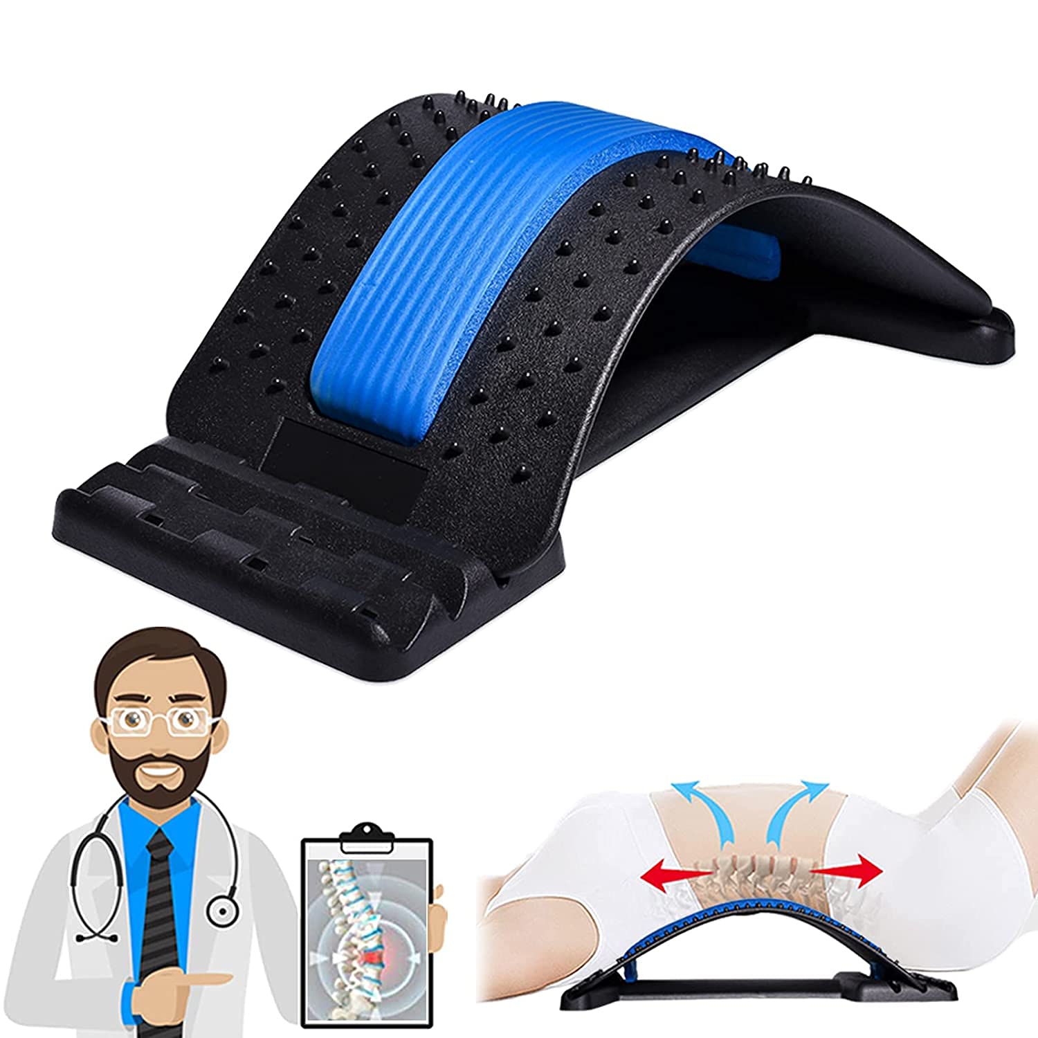 Tactine Back Stretcher Multi-Level Back Stretcher Back Pain Relief with Back Support Mate Magic Back Stretching Massage Posture Corrector Device (Multicolor) - Image 3 thumbnail