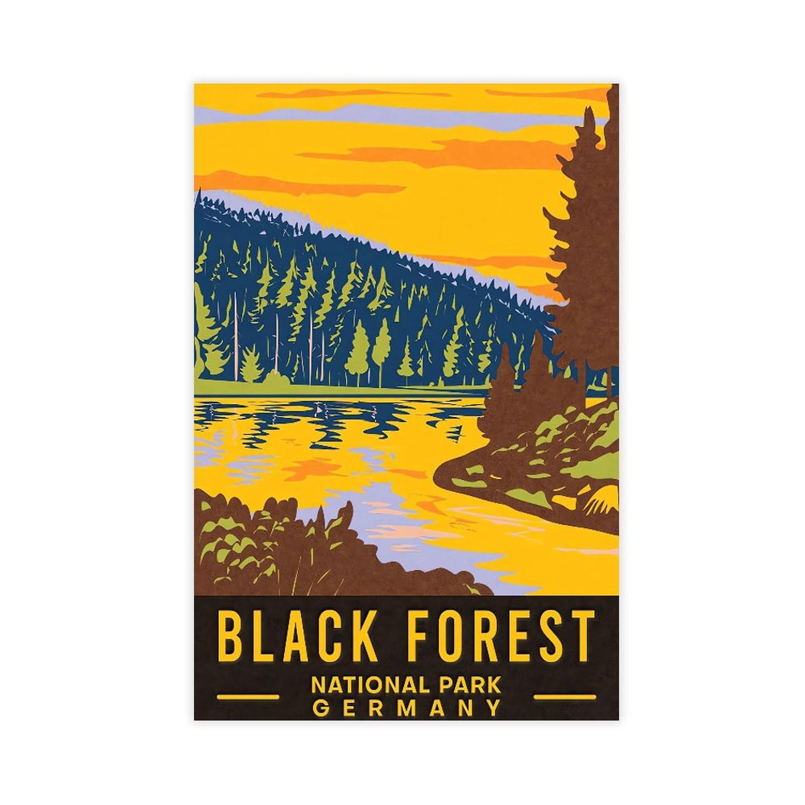 QNVJQKDSI Black Forest Travel Vintage Canvas Poster Bedroom Decor Landscape Office Room Decor Gift 12" L X 18" W