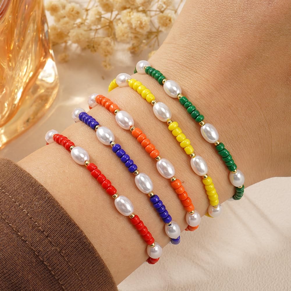 Three-color Beads Friendship Stackable Bracelet for Women,Dainty Adjuastable 12PCS/set Summer Beach Charm Accessories Fashion Jewelry Gifts - Image 2