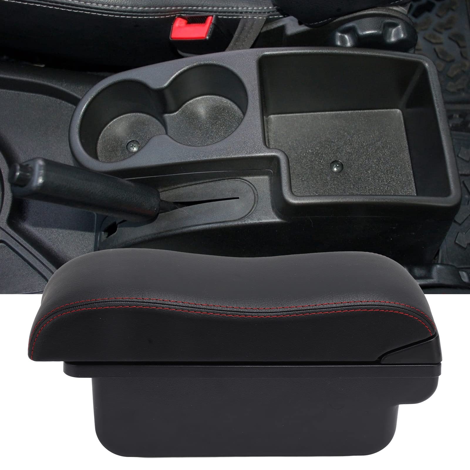 Schowek w Podłokietniku Konsoli środkowej ABS i Sztuczna Skóra Schowek w Podłokietniku Samochodowym z Dwuwarstwowymi 3 Portami USB do Wymiany dla Kierowców NIVA do Codziennego Użytku