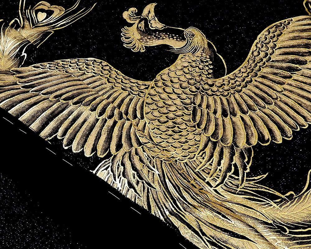 手描き 素描 訪問着 鳳凰の図 仮絵羽 未仕立て品 正絹 八掛付き 手描き 素描 訪問着 鳳凰の図 仮絵羽 未仕立て品 正絹 八掛付き