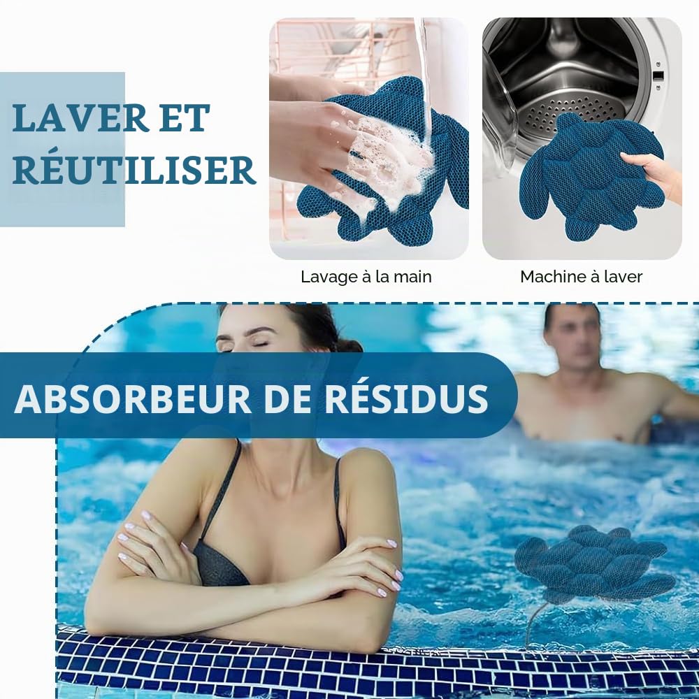 Lotvic Lot de 2 absorbeurs de mousse pour jacuzzi - Réutilisables - Absorbeur d'huile - Tortue en mousse - Pour accessoires de jacuzzi, piscine et spa - Nettoyage des accessoires de piscine