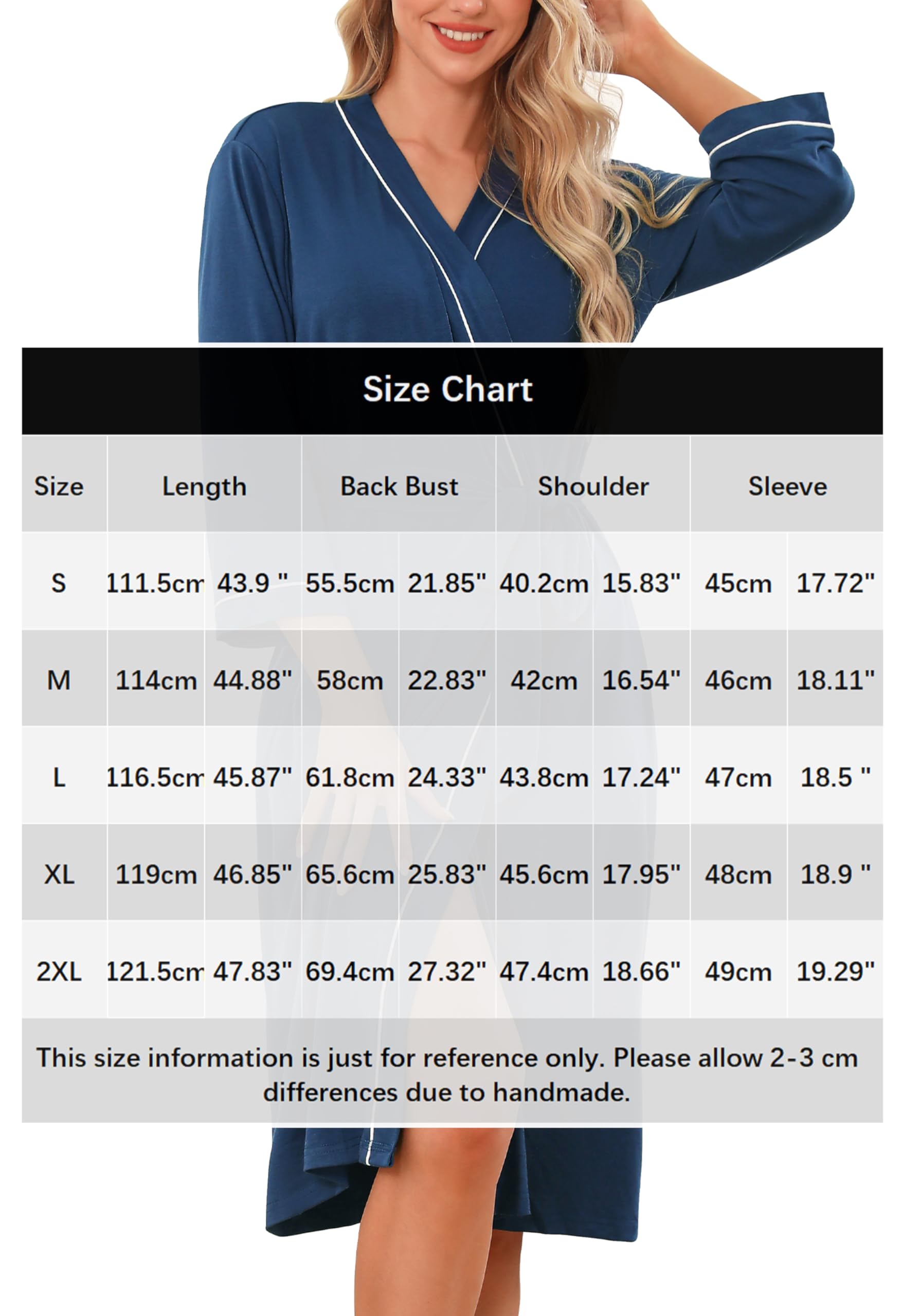 Wikoan Peignoir de Bain Tricoté Robes Longues pour Femmes Robe de Chambre Col V Léger et Doux Sortie de Bain pour Toutes les Saisons Peignoir Piscine S-XXL