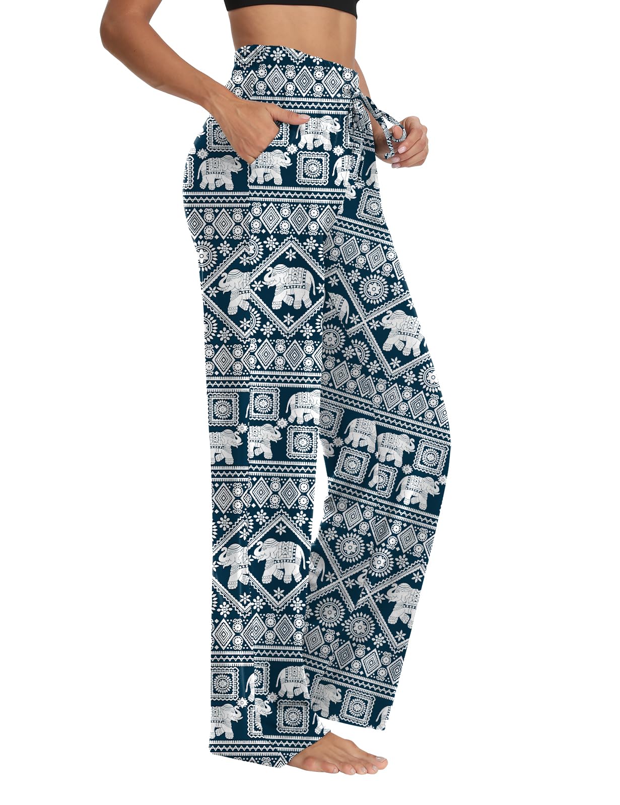 Sarin Mathews Womens Yoga Sweatpants Wide Leg High Waisted Lounge Pajamas Pants Comfy Workout Loose Pants with Pockets