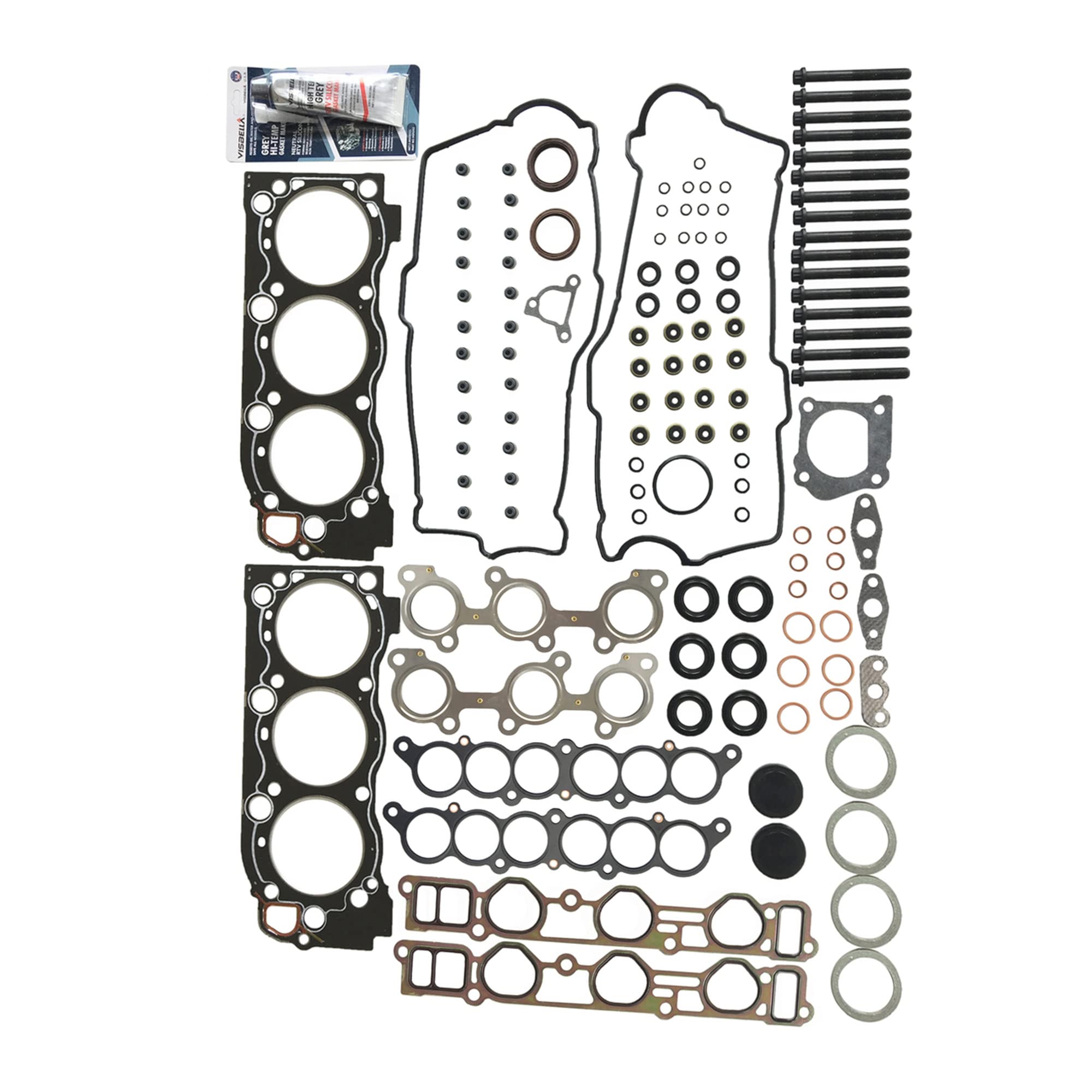 Partsflow Cylinder Head Gasket Set With 16 Head Bolts For Toyota 4runner 1996-2002 For Toyota T100 1995-1998 For Toyota Tacoma 1995-2004 For Toyota Tundra 2000-2004 OE#ES72168,HS9227PT-1,HS2034