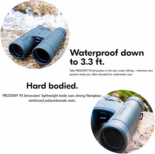 Miniatura 4 de Nikon Prostaff P7 - Prismáticos para adultos (16771), color negro, paquete de 10 x 30 pulgadas con bolígrafo para lentes, paño de limpieza