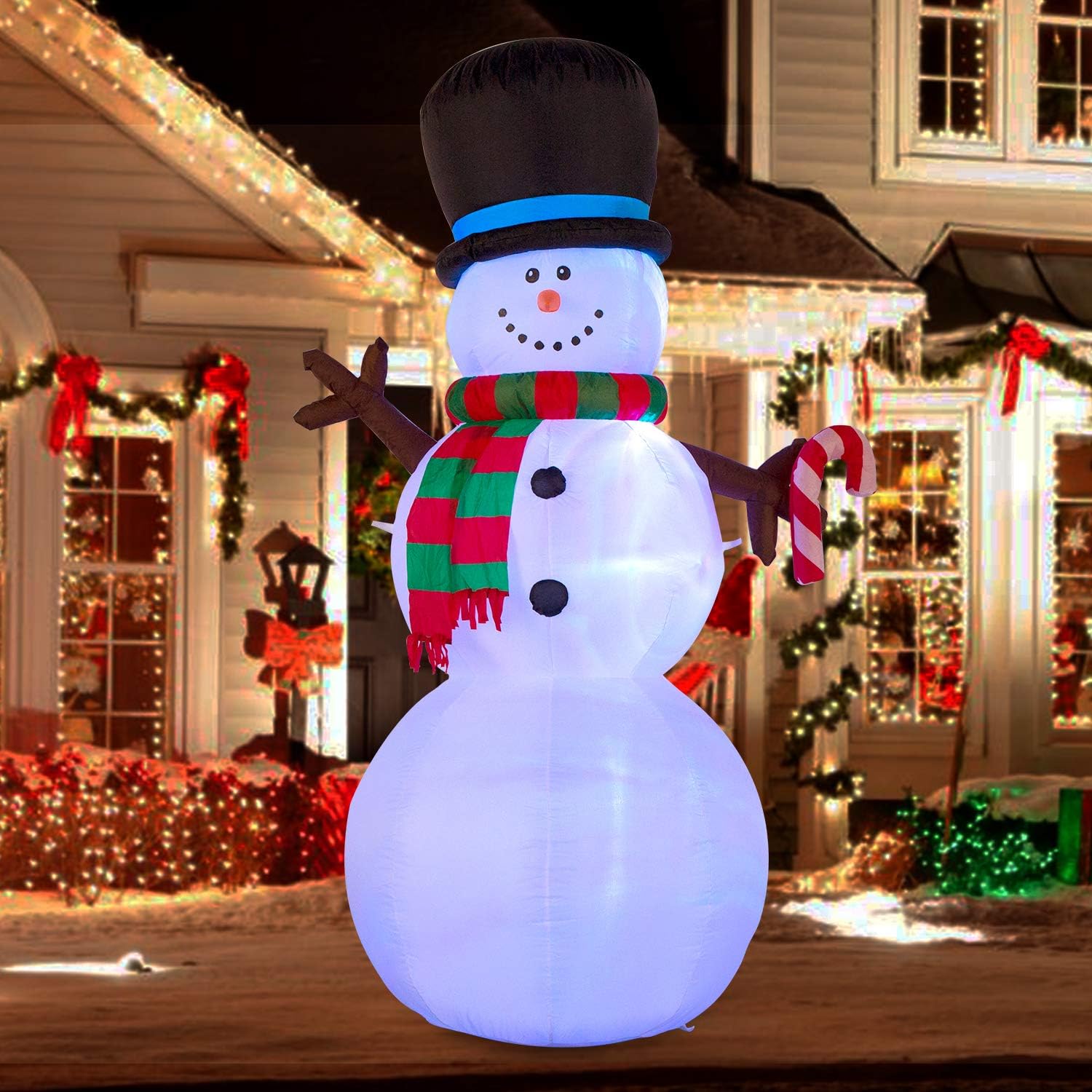 YIHONG 7 Ft Christmas Inflatables Snowman with Color Changing LED Lights Decorations - Blow up Party Decor for Indoor Outdoor Yard