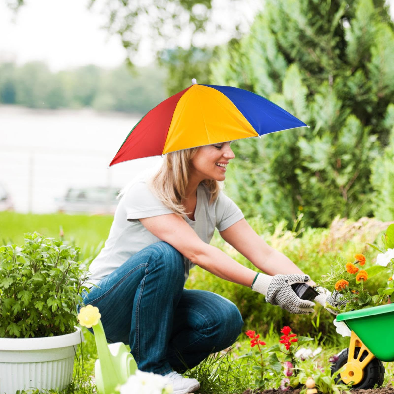 Ombrello | Cappello Ombrello da con Elastico,Copricapo Elastico Compatto con Protezione Raggi UV e dalla Pioggia per la, Il Golf, Il Giardinaggio all'aperto