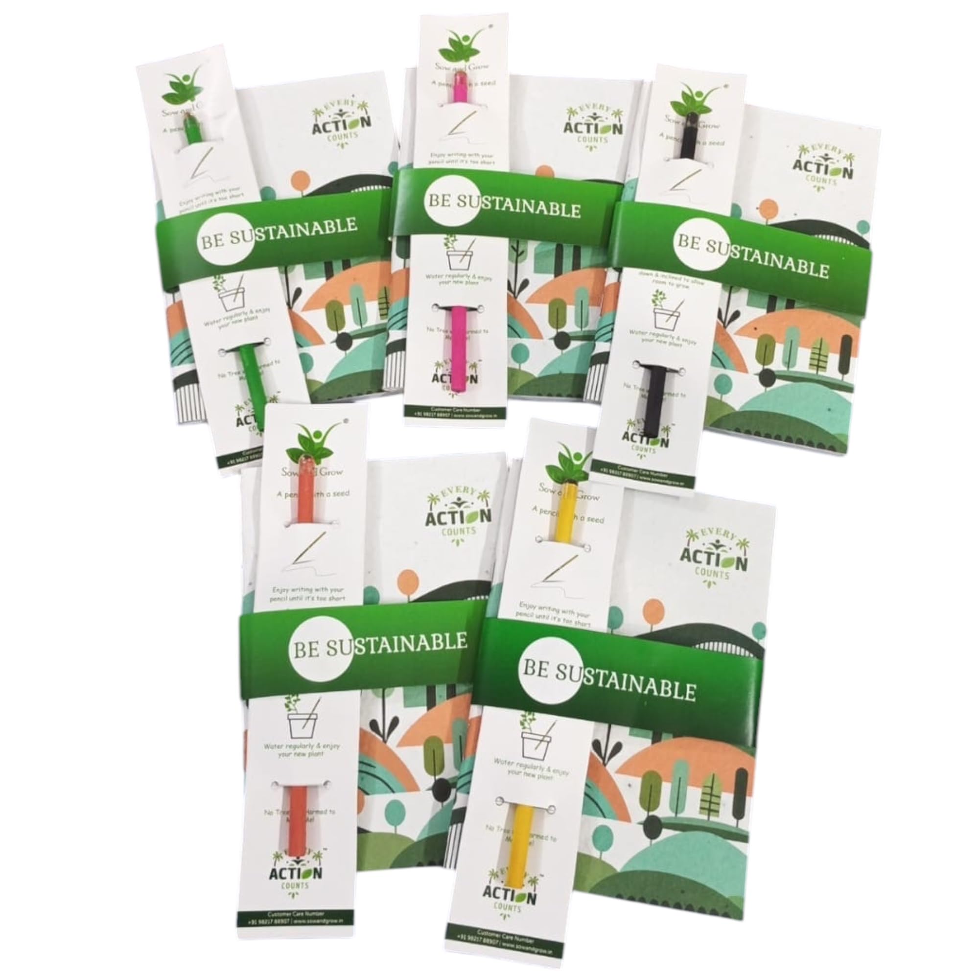 Sow and Grow Eco Friendly Plantable Diary and Seed Pencil Combo | Set of 5 | Perfect for Gifting