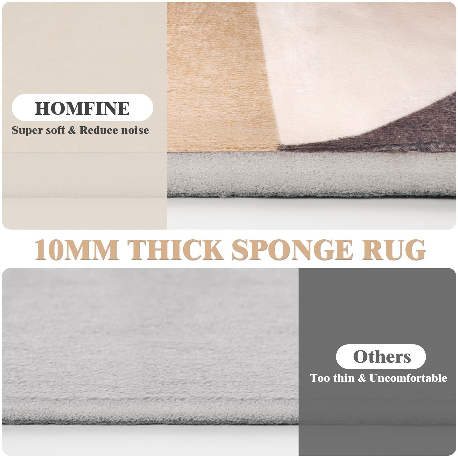 HOMFINE Tappeto Salotto Moderno Lavabile - Tappeto Pelo Corto Tappeto Soggiorno Grande, Morbido Antiscivolo(Spugna Addensata), Tappeto Camera da Letto, Tappeti per Sala, Pranzo, 200x300 cm Marrone