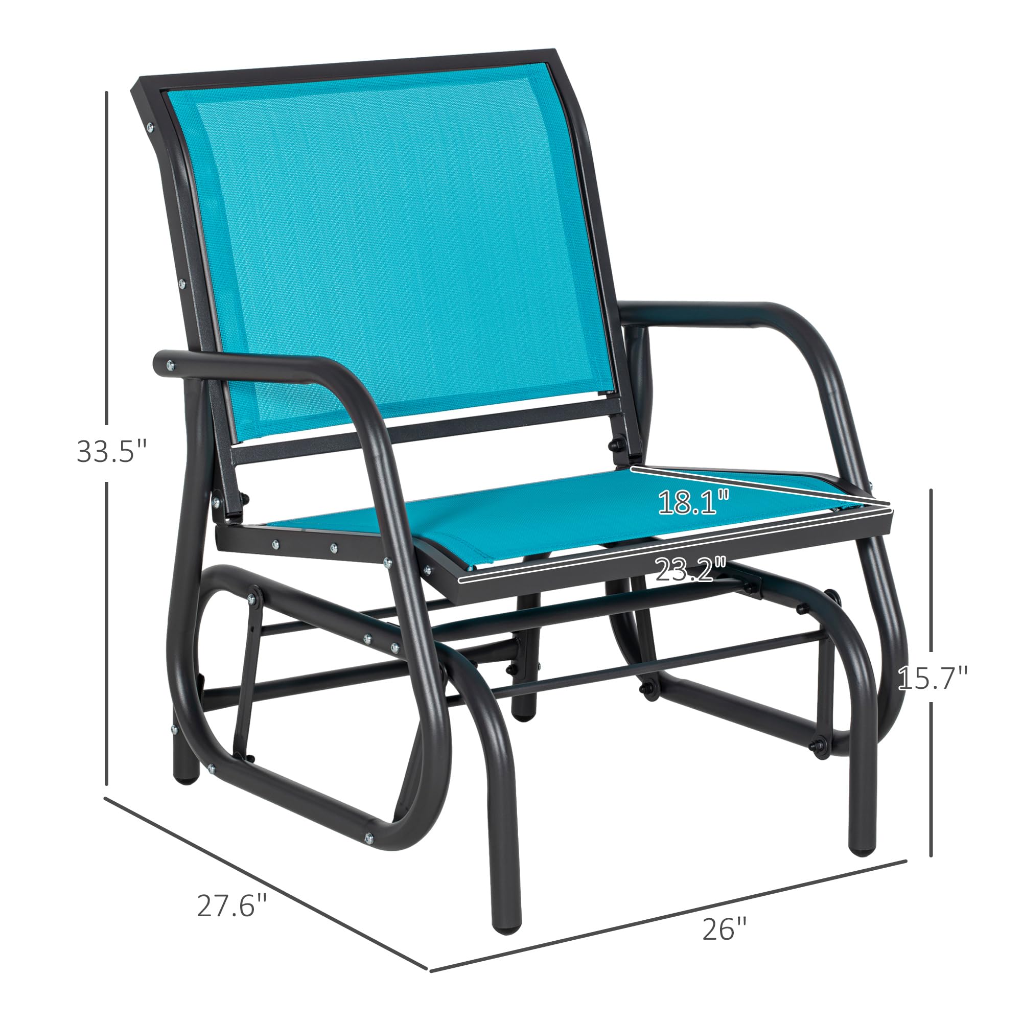 Chaise Camping Patio Glider With Breathable Mesh Fabric, Outdoor