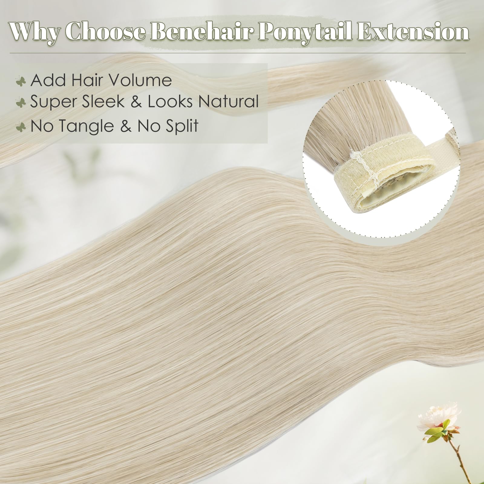 Benehair 28 Inches Straight Ponytail Extension Long Wrap Around Drawstring Ponytail Synthetic Hair Extension Ponytail Blonde Hair Pieces for Women(Blonde - Image 4