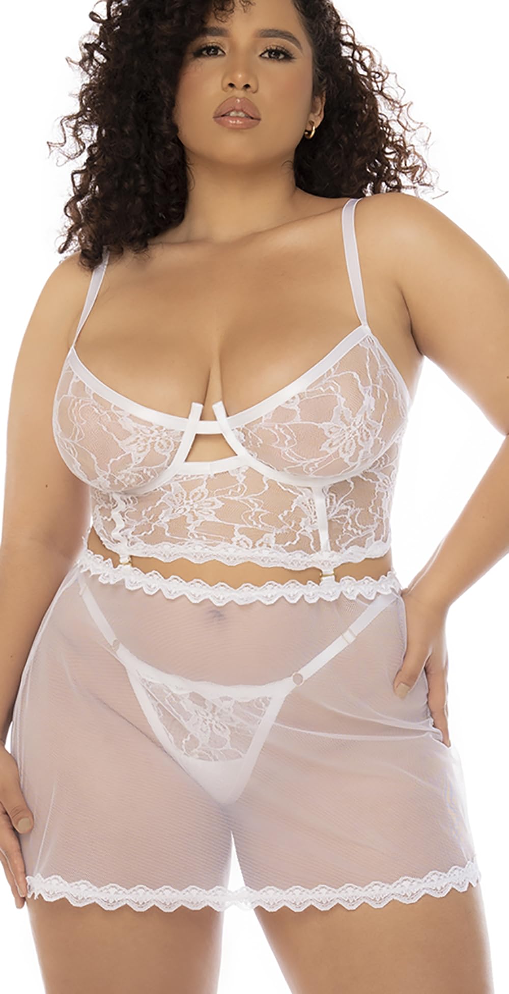 Size 1X/2X)) womens Mapale 7544x Two-in-one, Babydoll and Two Piece Set