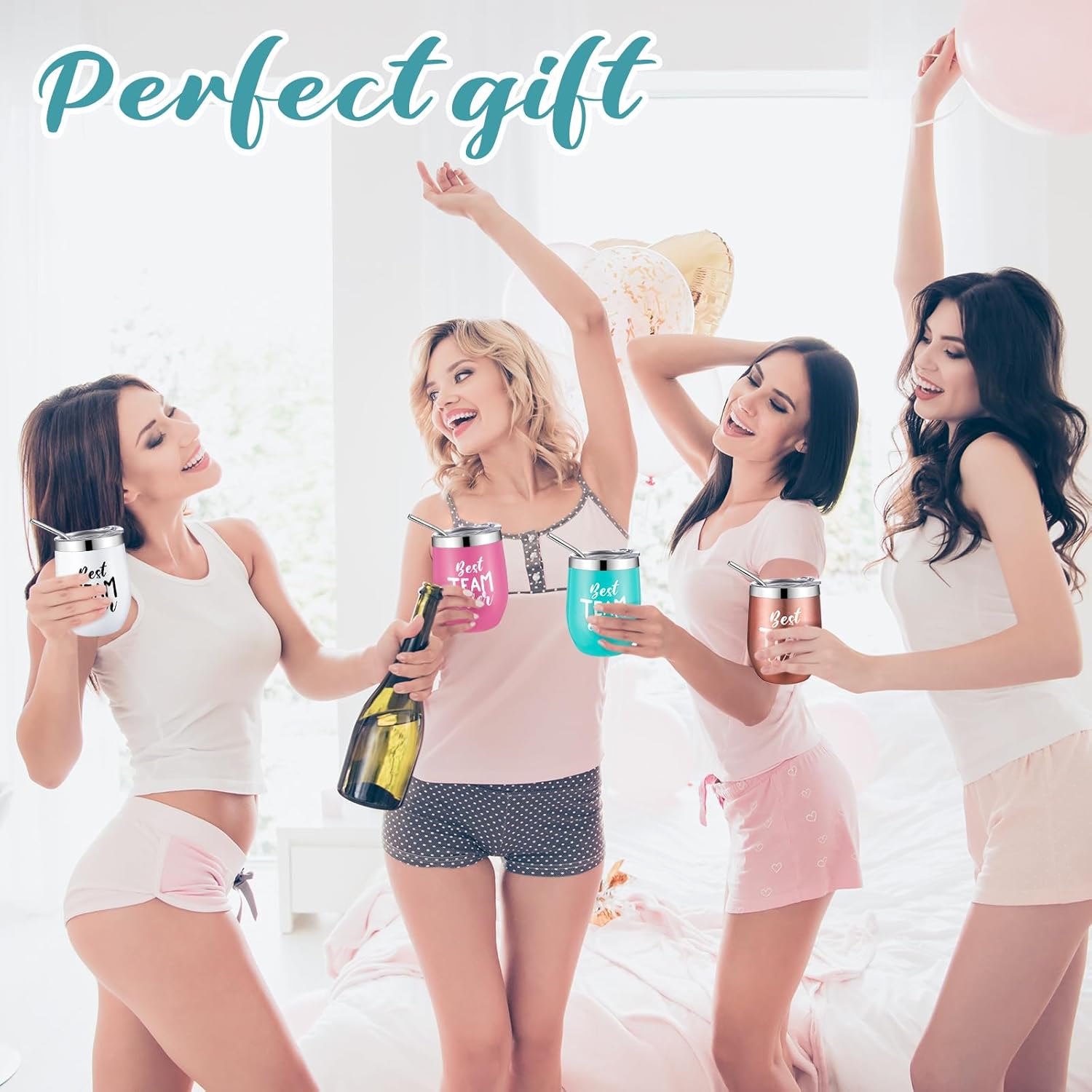 Skylety 20 Pcs Best Team Ever Tumblers Bulk Employee Appreciation Thank You Gifts for Coworkers Nurse Teacher 12oz Stainless Steel Insulated Motivation Cup with Lid Straw (Colorful)