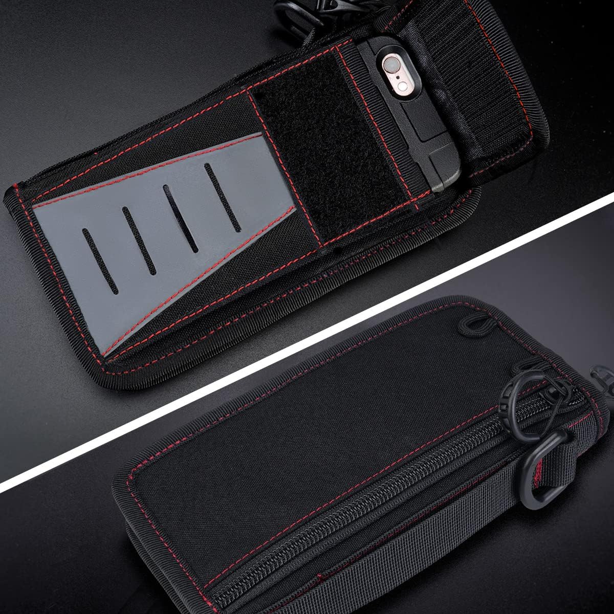 TACTICAL GEEK Block D 8G EDC Multi-Purpose Pouch, Molle EDC Gadget Bag, Nylon Utility Wallet, Multi-Functional Molle Pouch Organizer for Daily Carry Gadgets Black Red - Image 5