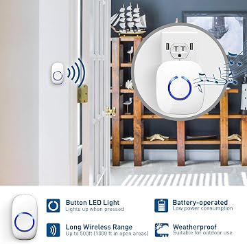 STARPOINT Extra Add-On Plugin Receiver for the STARPOINT Expandable Wireless Multi-Unit Long Range Doorbell Chime Alert System, Model LR, White